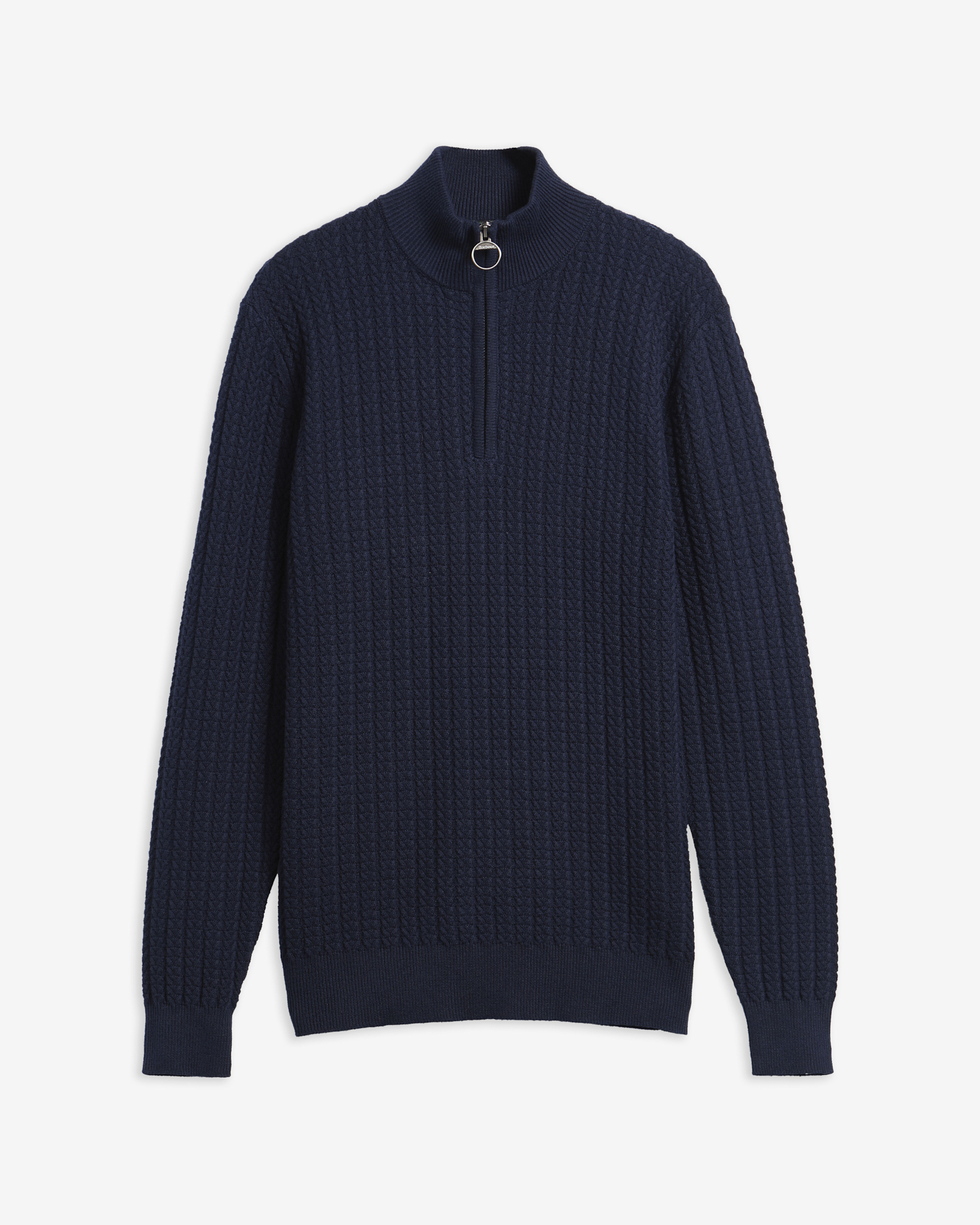 Maglione con zip corta e motivo a spina di pesce Navy