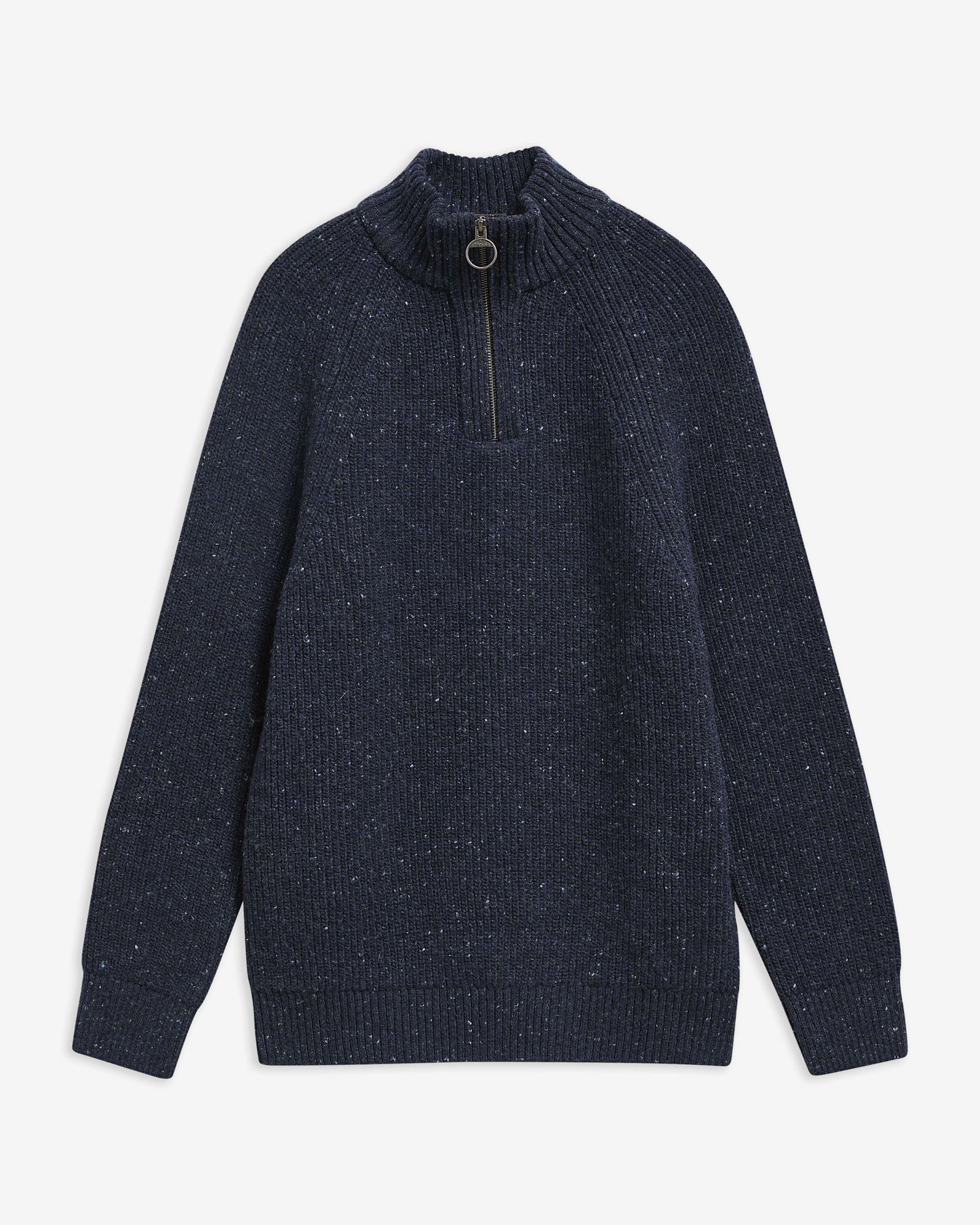 Maglione con zip corta Essentials in lana screziata Navy