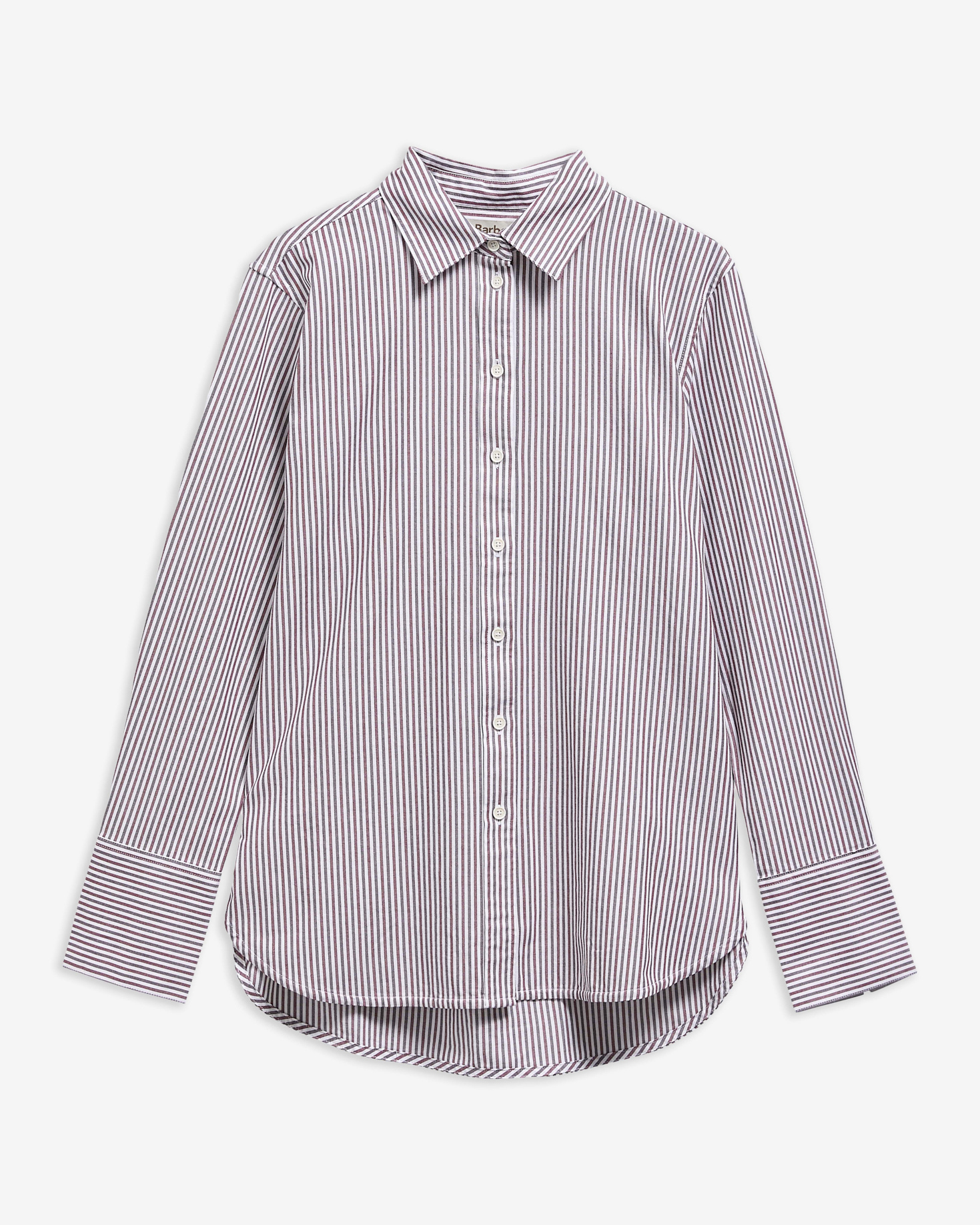 Camicia May con motivo a righe dalla vestibilit&agrave; comoda Cranberry/Fig