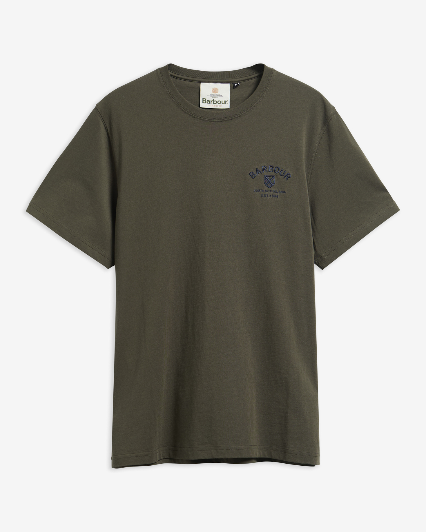 T-shirt leggermente aderente con scudo in tartan Sage