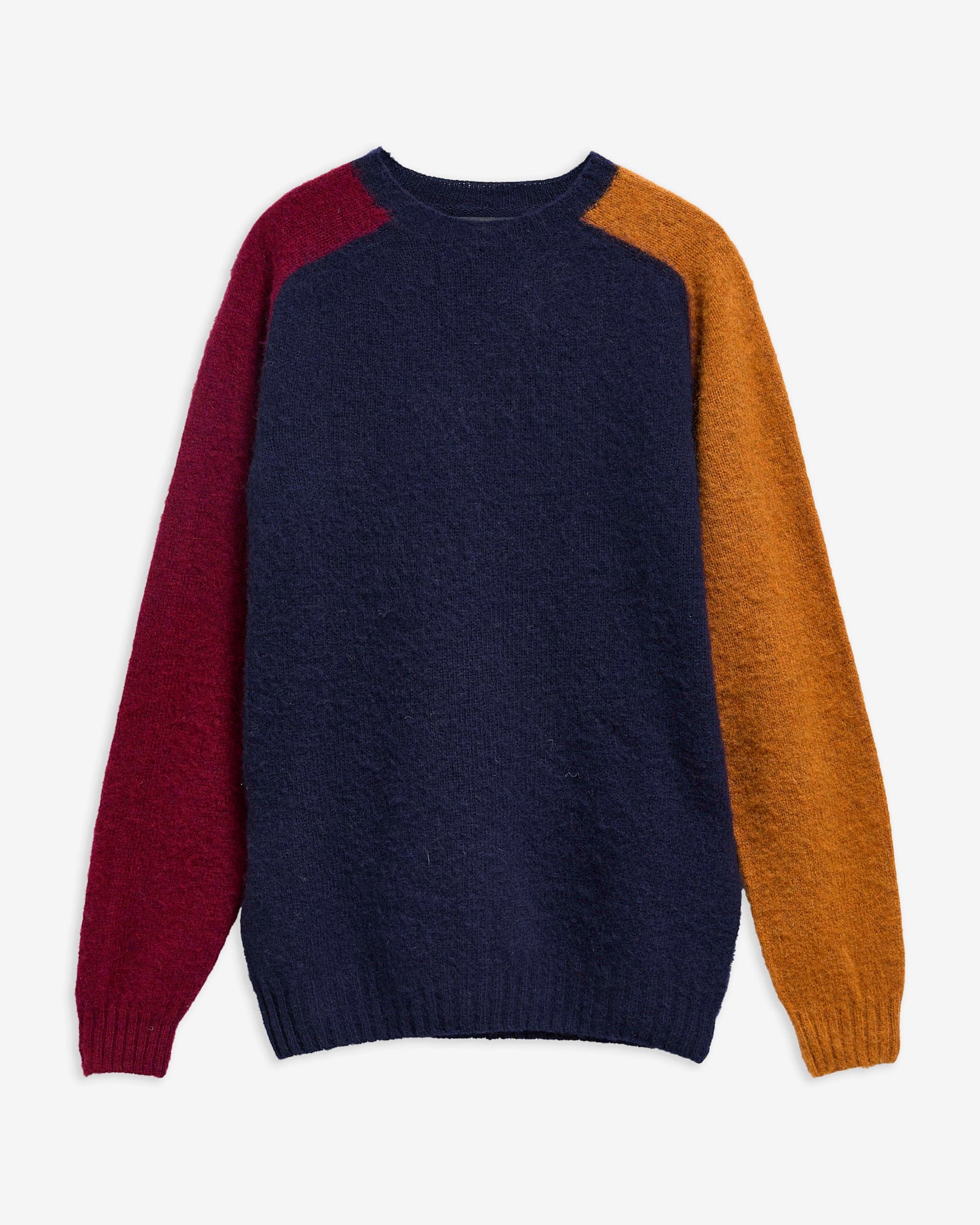 Maglione girocollo Scottish Made in lana con inserti a blocchi di colore Navy