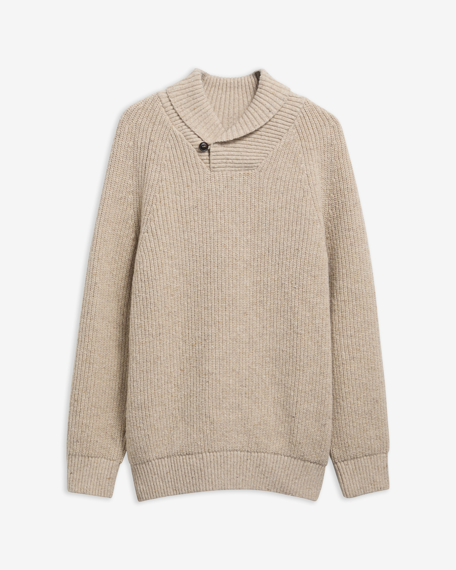 Essentials Fleck Wool Shawl Neck Jumper Pearl