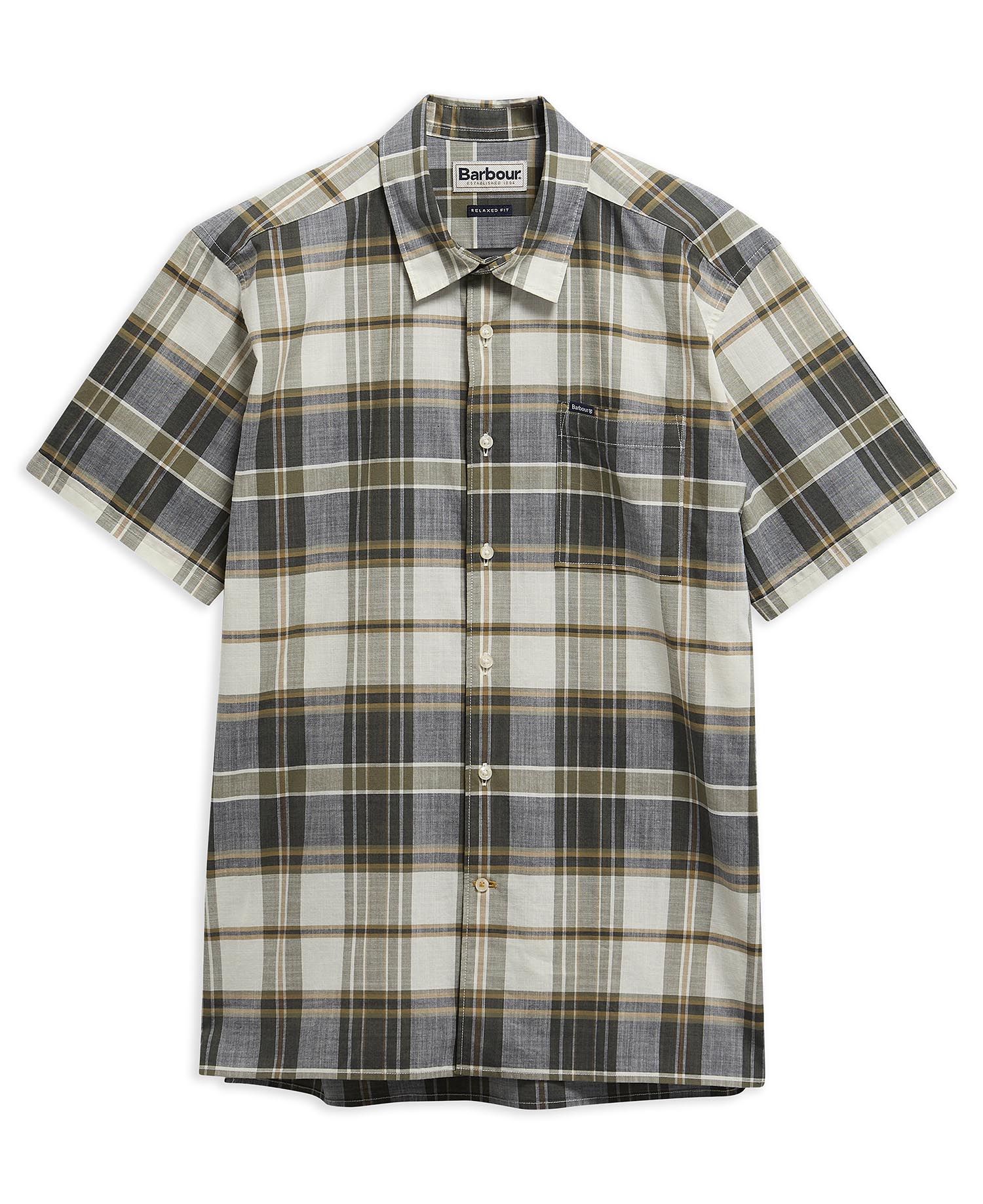 Camicia Grassbeach a maniche corte con motivo a scacchi Whisper White