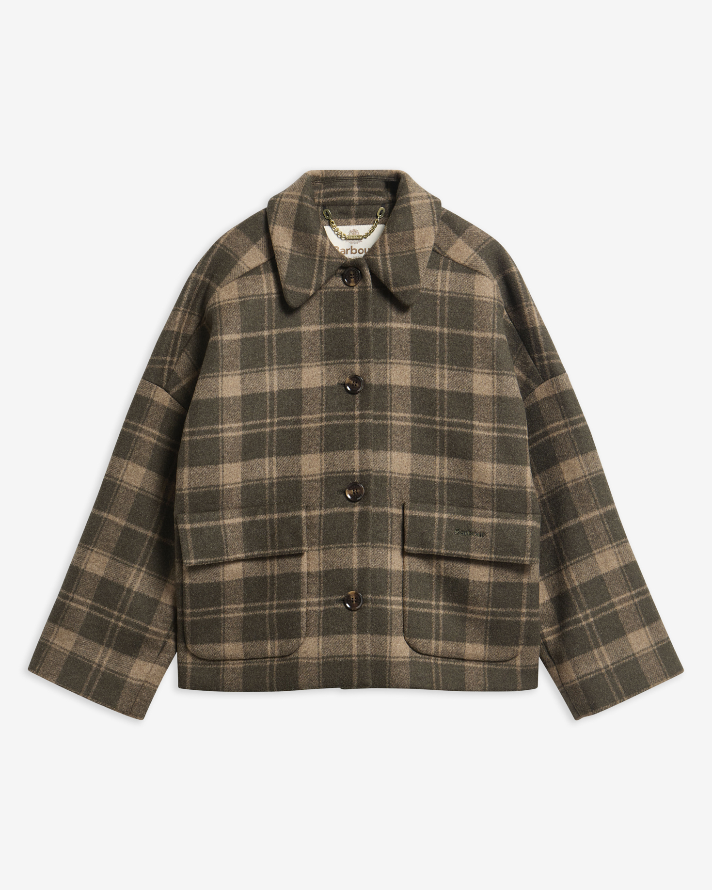 Cappotto in lana a quadri Myla Olive/Biscuit Check