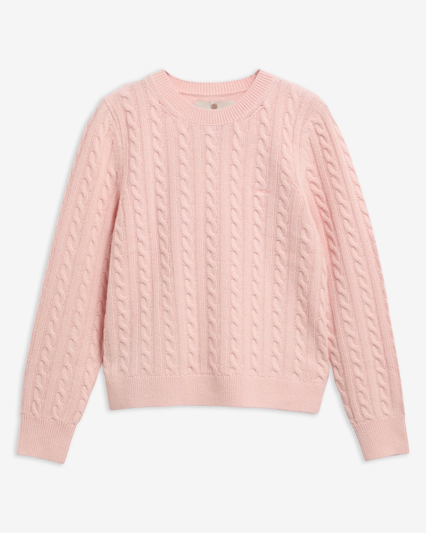 Maglione misto lana Ashdown con taglio morbido e lavorazione a trecce Pink Blush