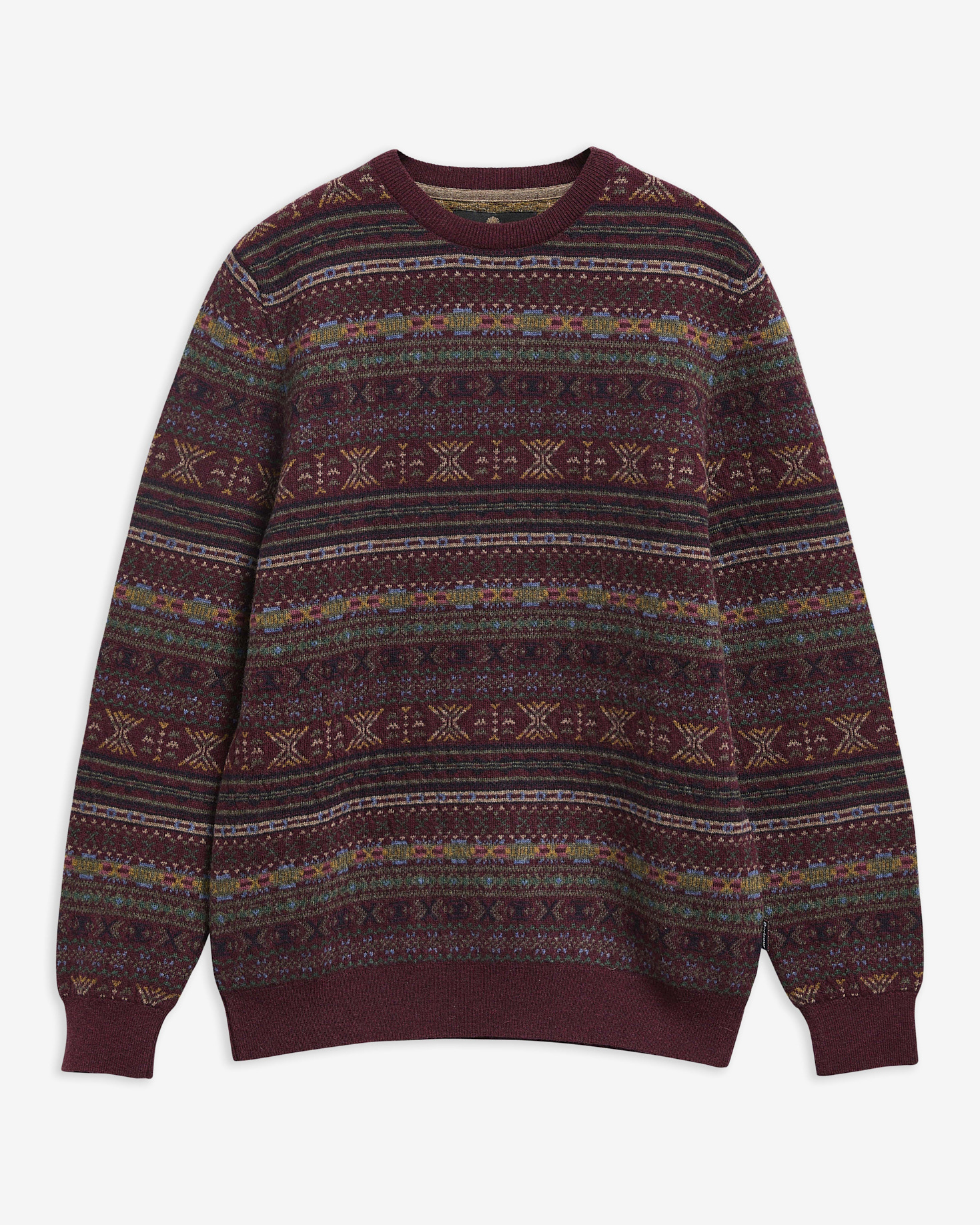 Dalehead Fair Isle Crew Neck Jumper Wine