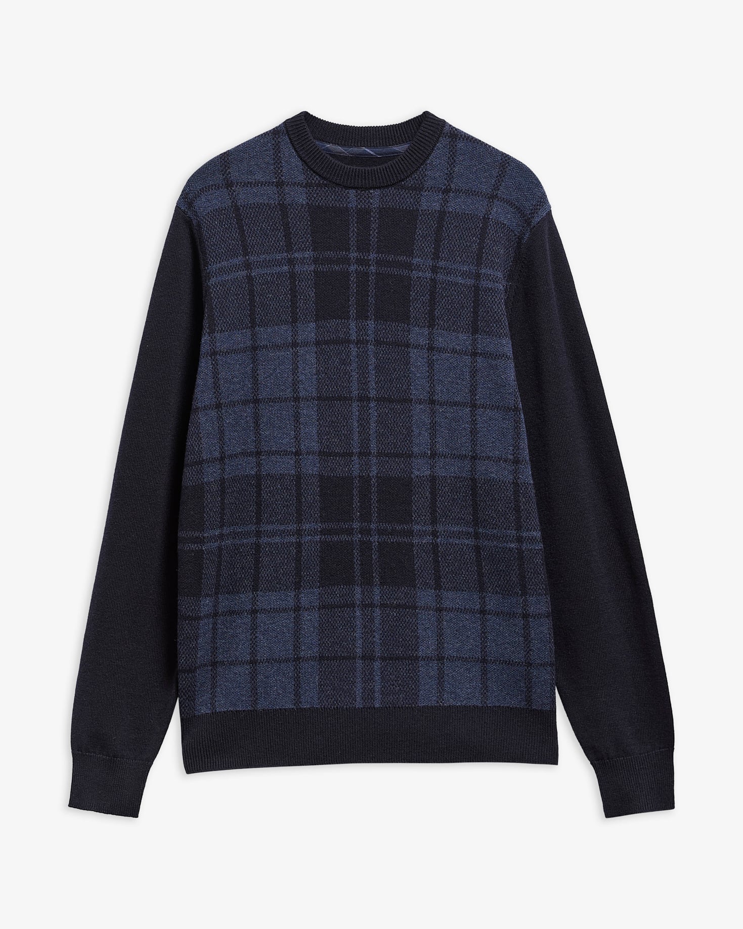 Barbour Pullover Mineral Tartan Rundhalsausschnitt Navy