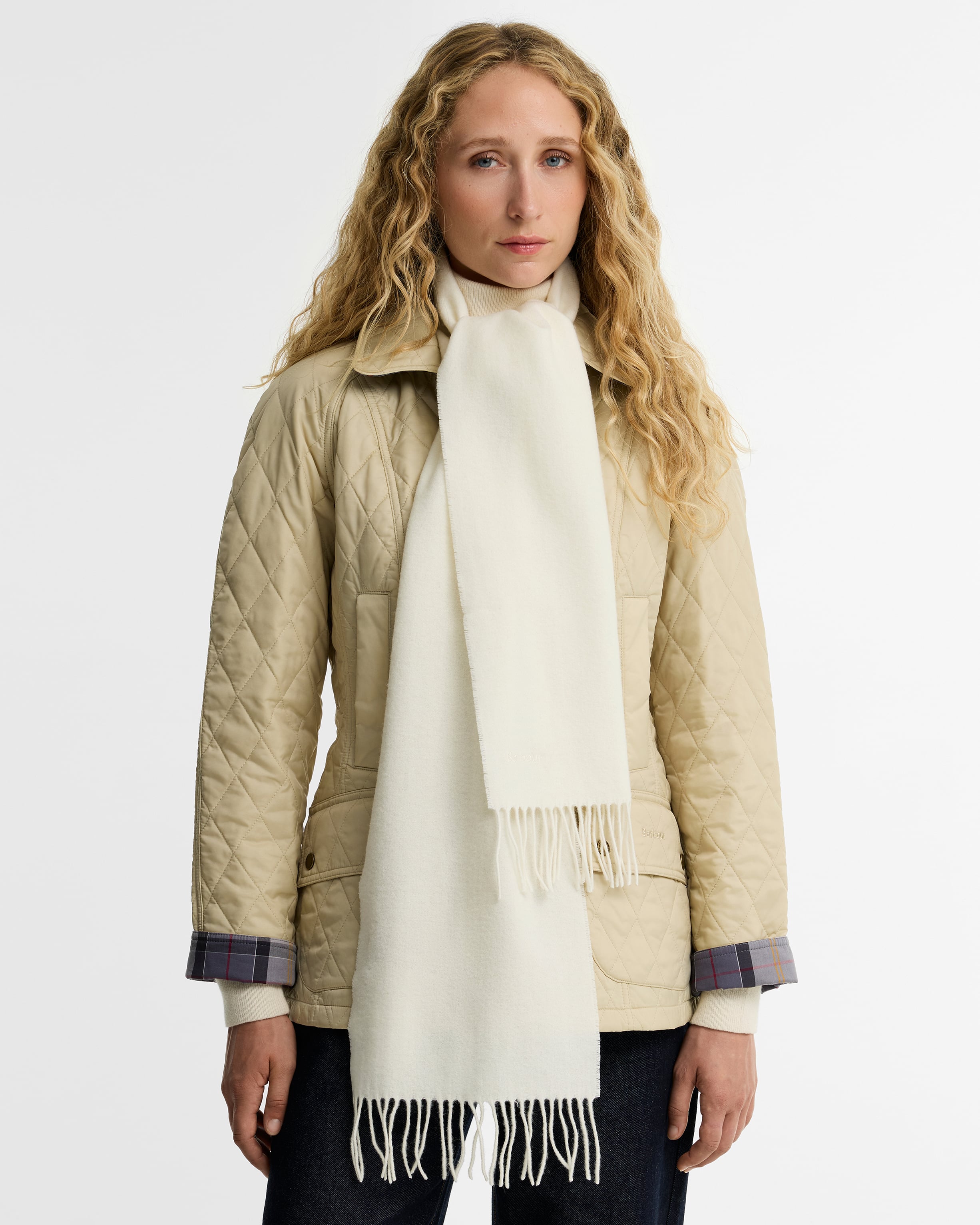 Lambswool Woven Scarf Cream