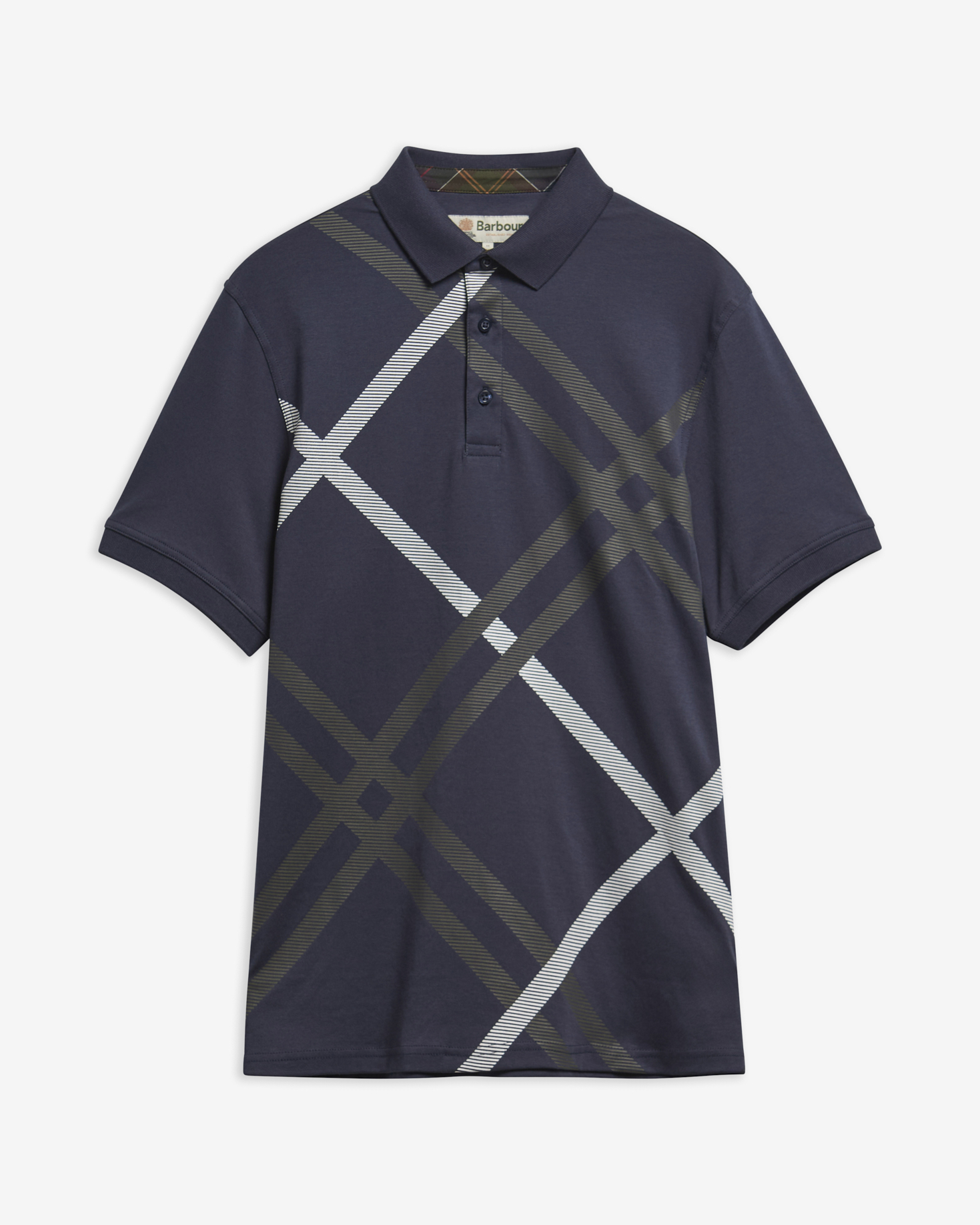 Tartan Bias Tartan Tailored Polo Shirt Navy
