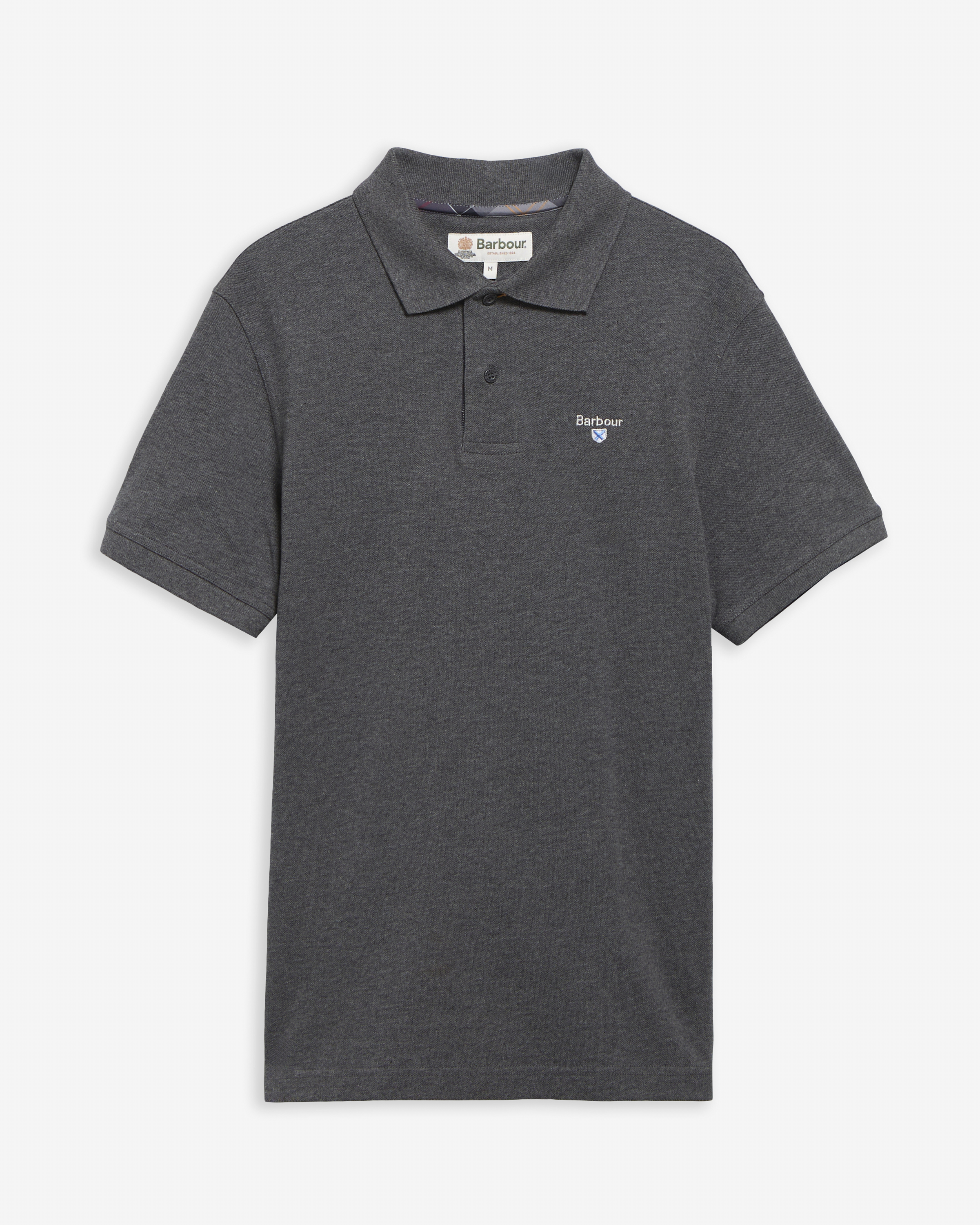Tartan Pique Polo Shirt Slate Marl