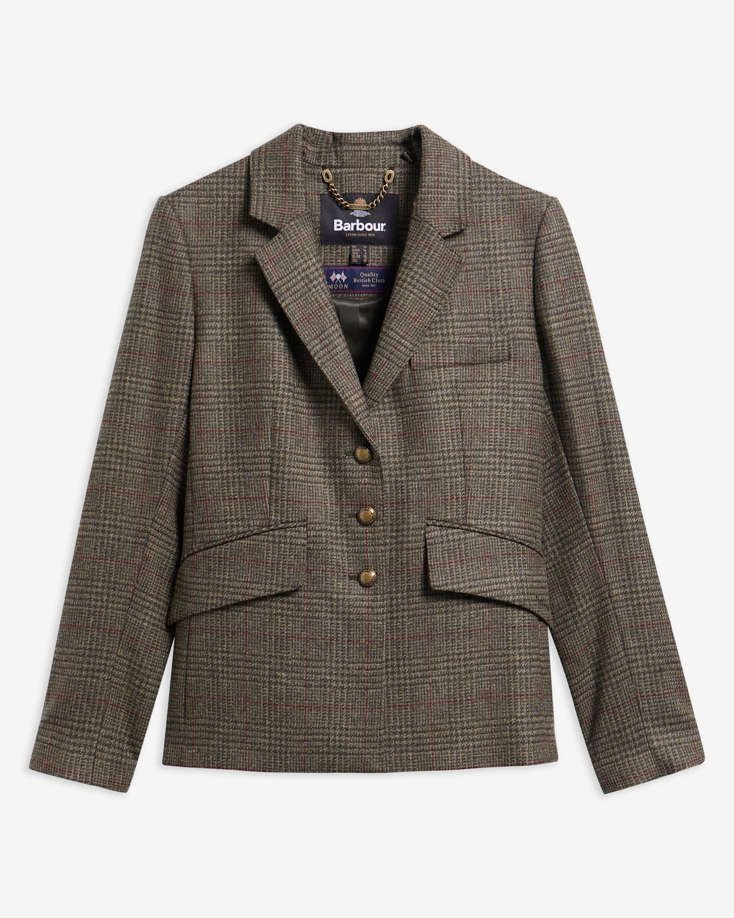 Barbour Blazer Browning Tailored Olive Prince Of Wales Check