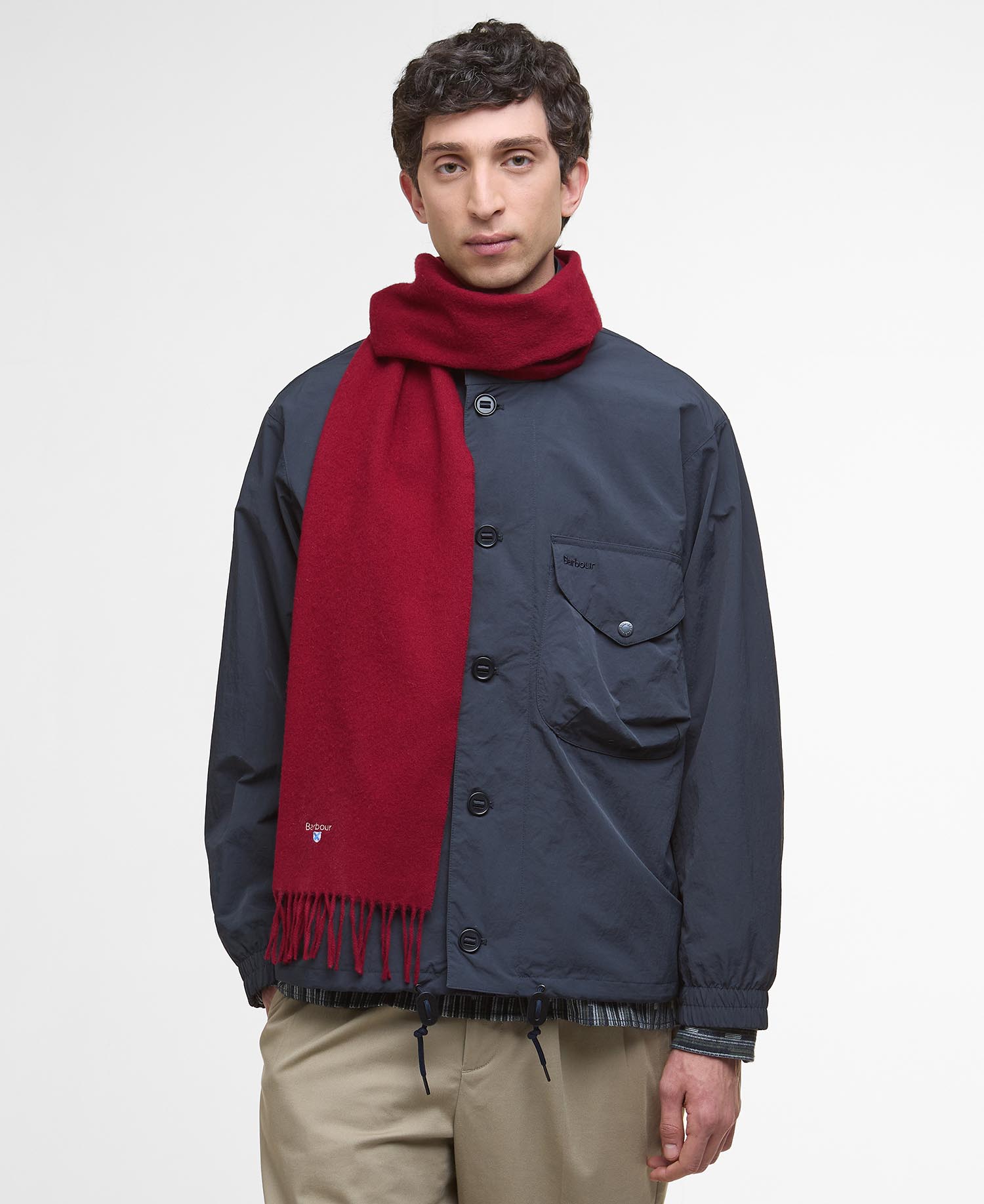 Plain Lambswool Scarf Biking Red