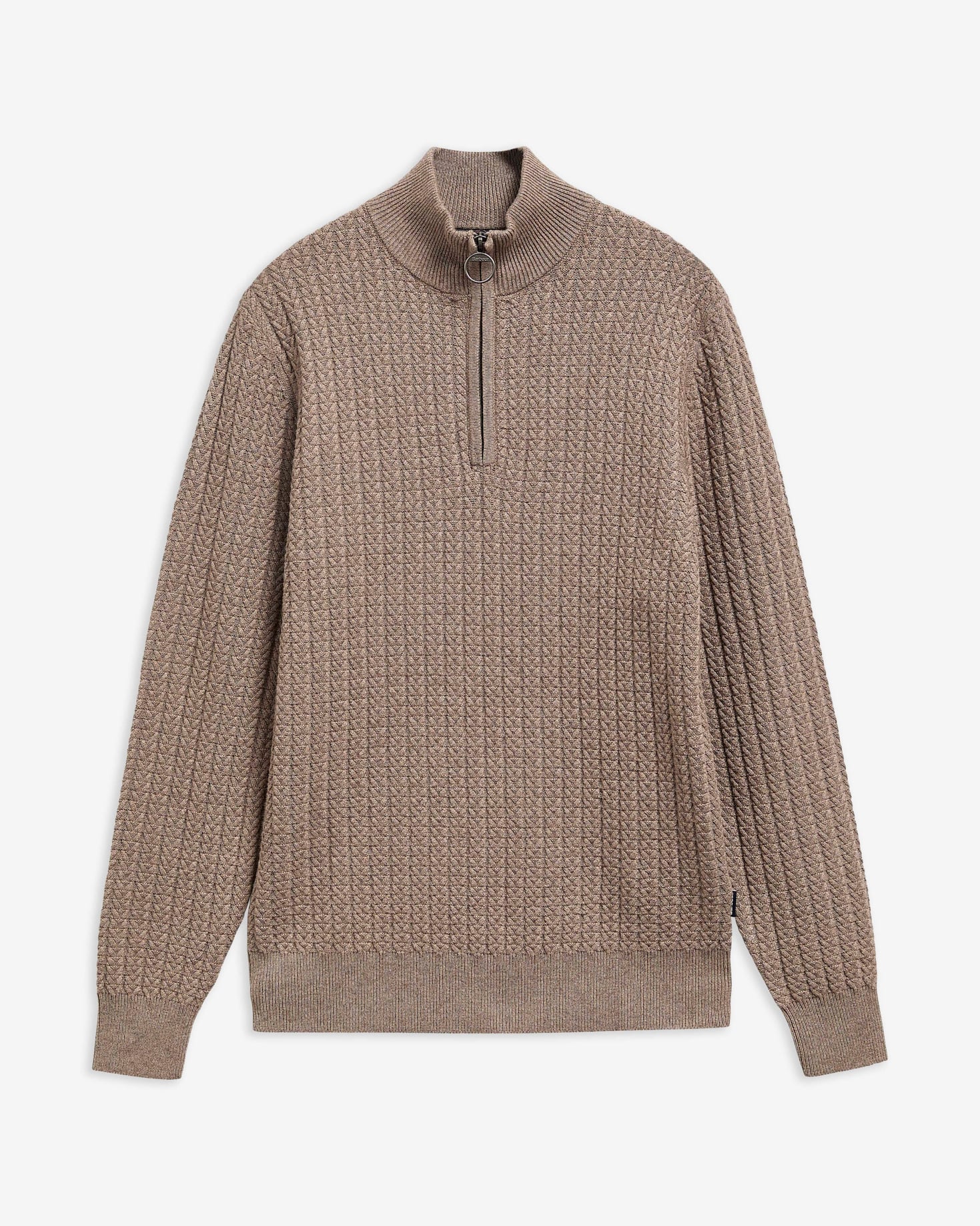Maglione con zip corta e motivo a spina di pesce Stone