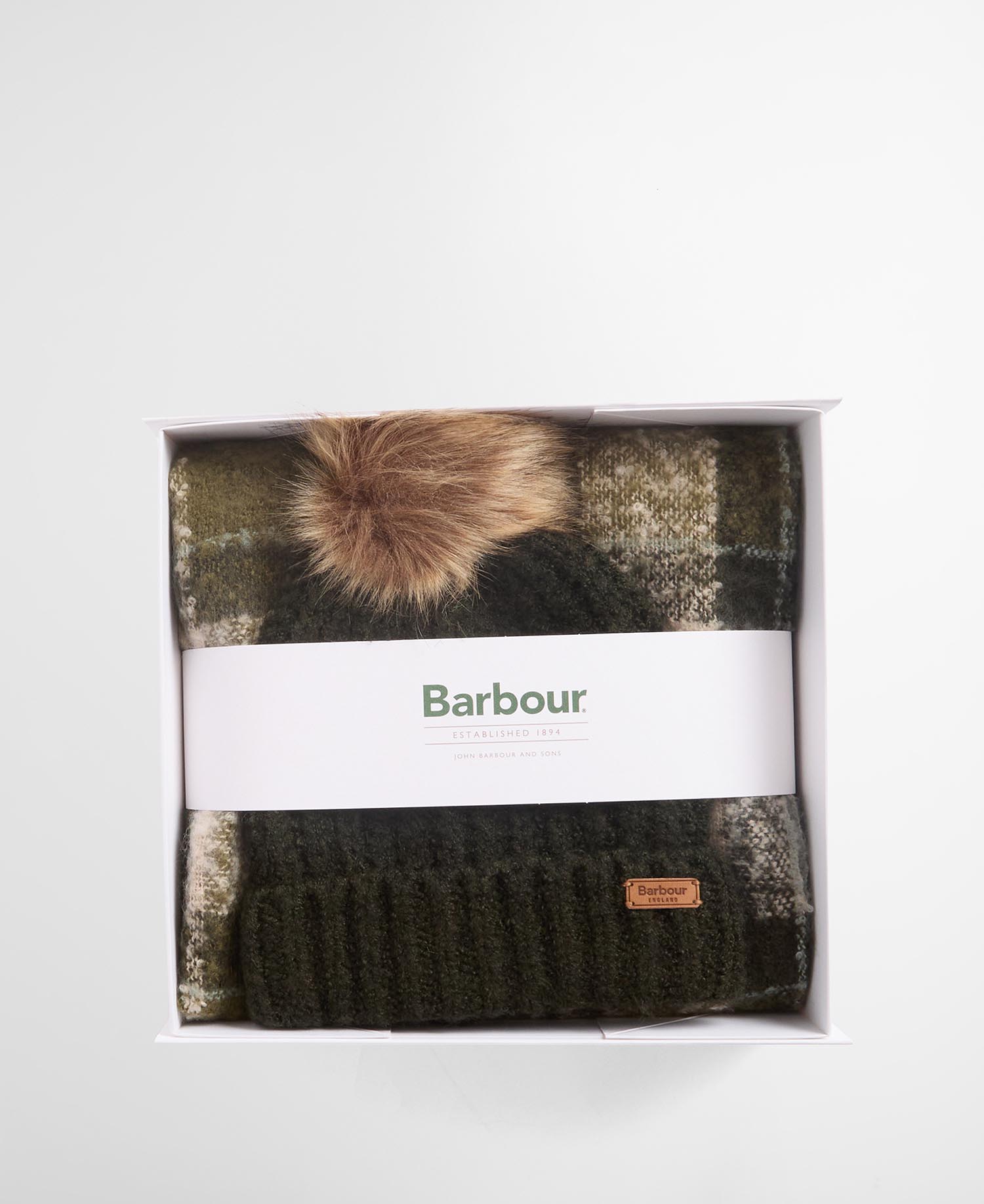 Geschenkset Beanie Saltburn & Schal Tartan Ancient Loden/Dk Green