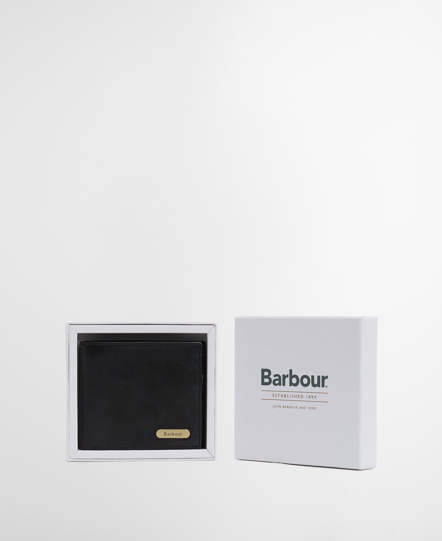 Brunton Leather Wallet Black Deboss Tartan
