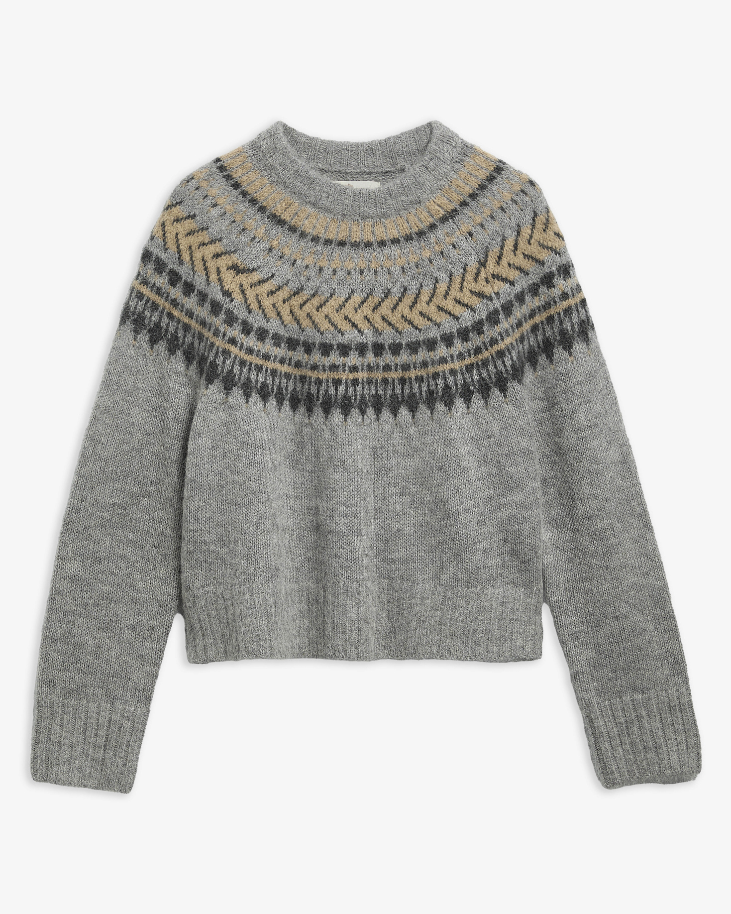 Annette Fair Isle Crew Neck Jumper Grey Multi