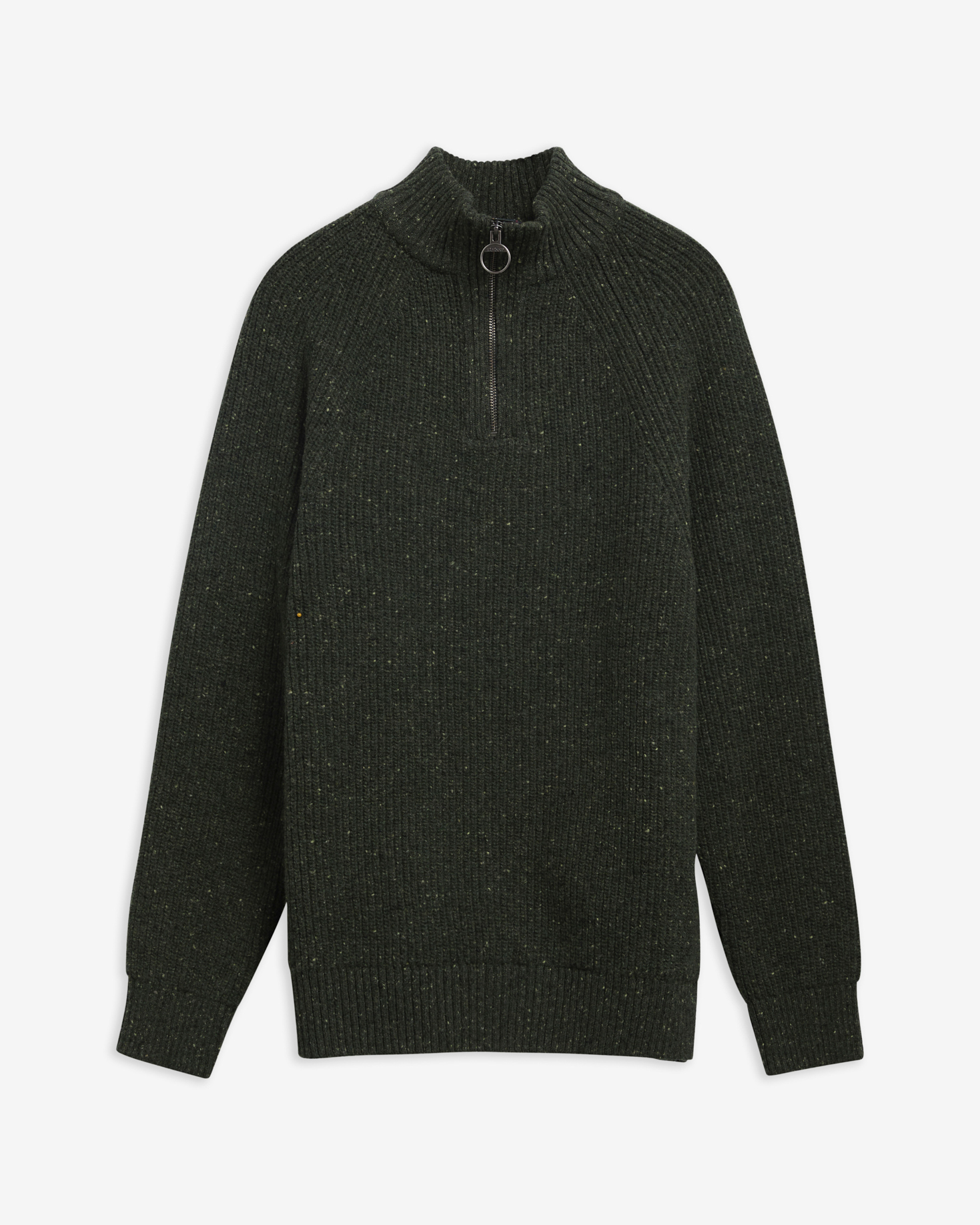 Maglione con zip corta Essentials in lana screziata Olive