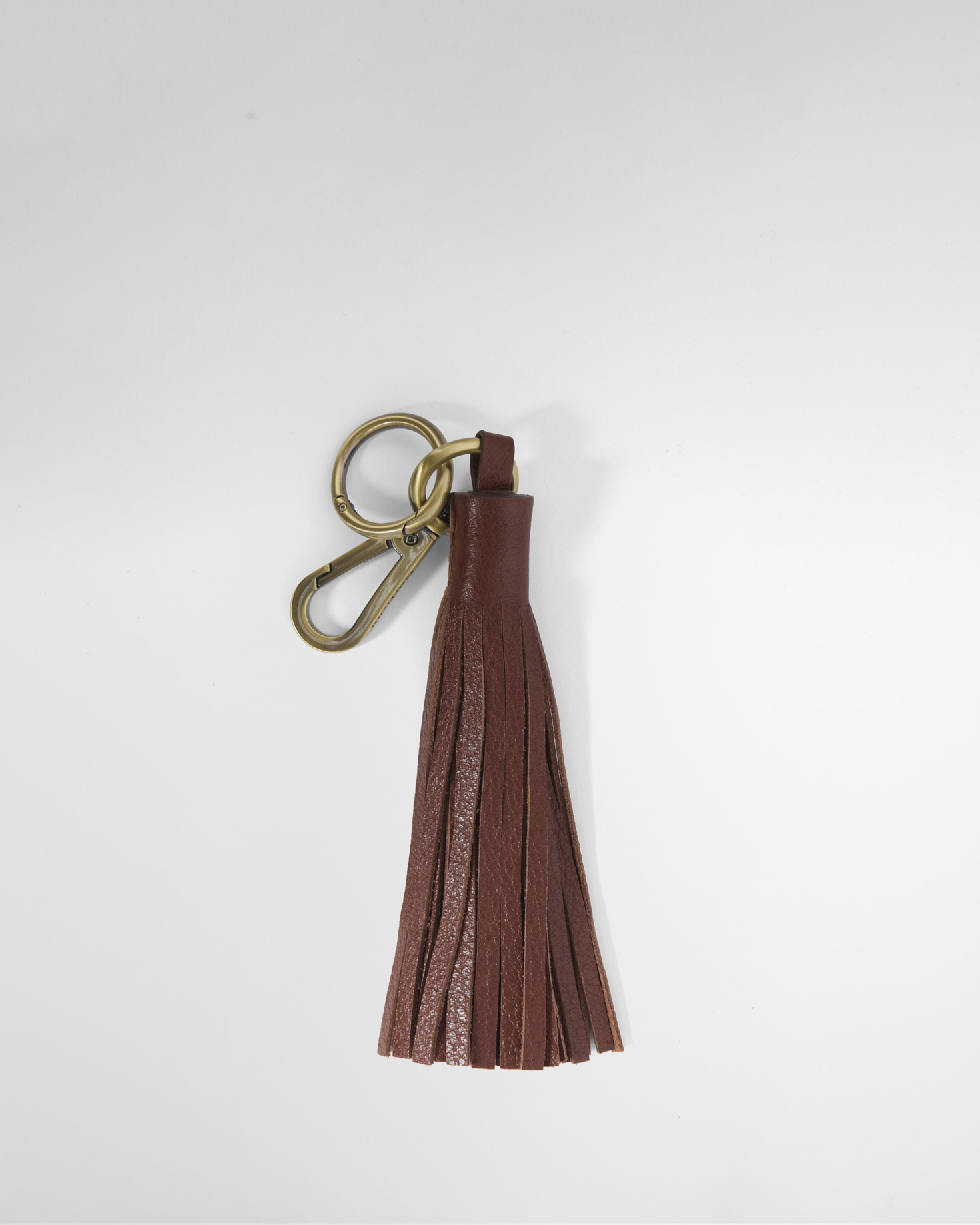 Tassle Leather Bag Charm Brown