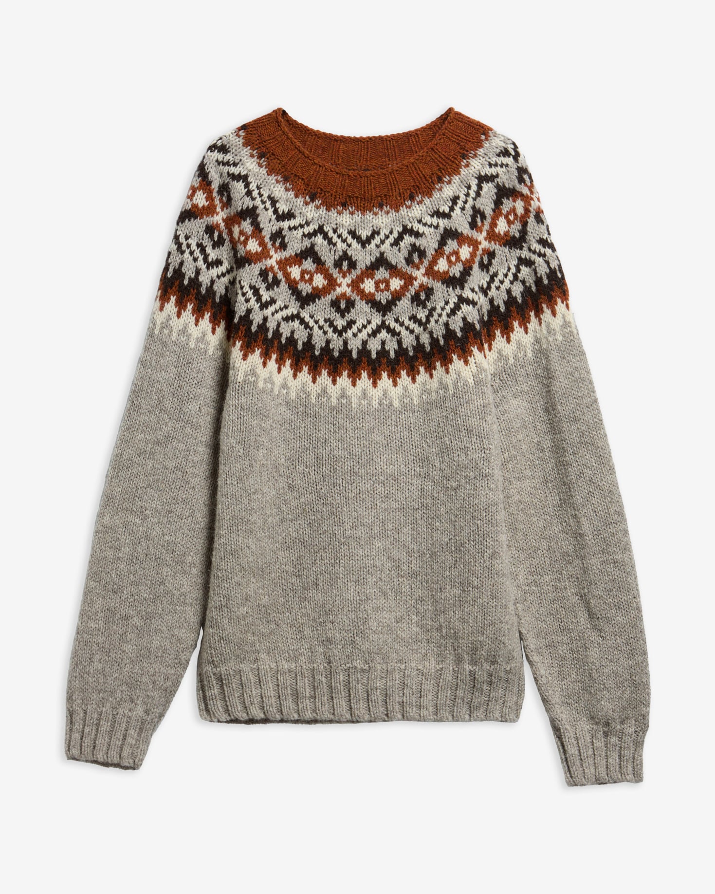Barbour Pullover Scottish Made Fair Isle Rundhalsausschnitt Grey Marl