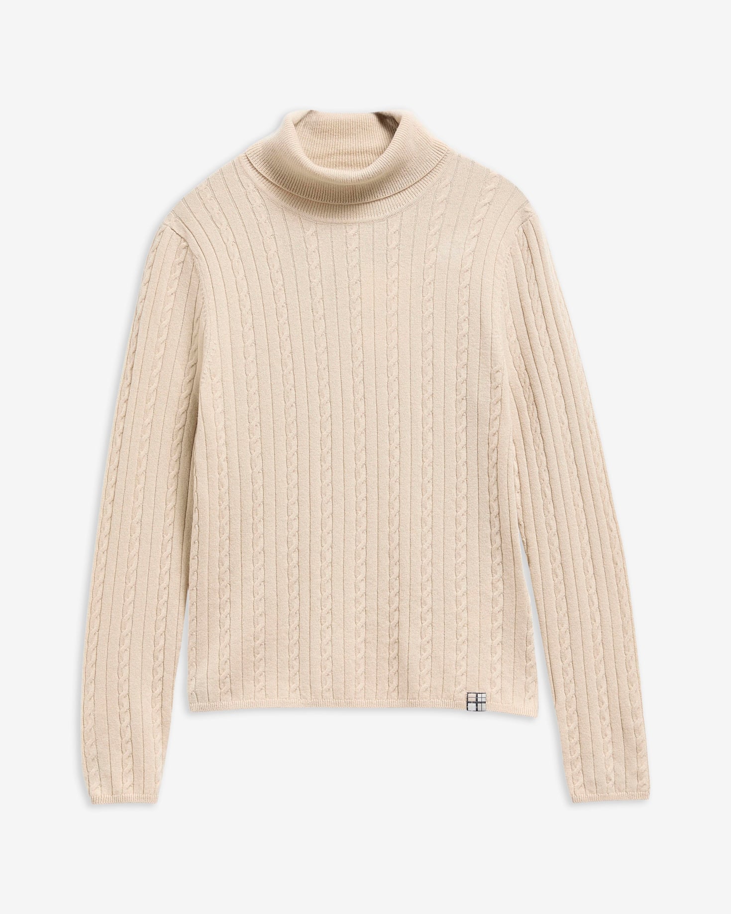 Maglione a trecce Georgette a collo alto con risvolto Birch