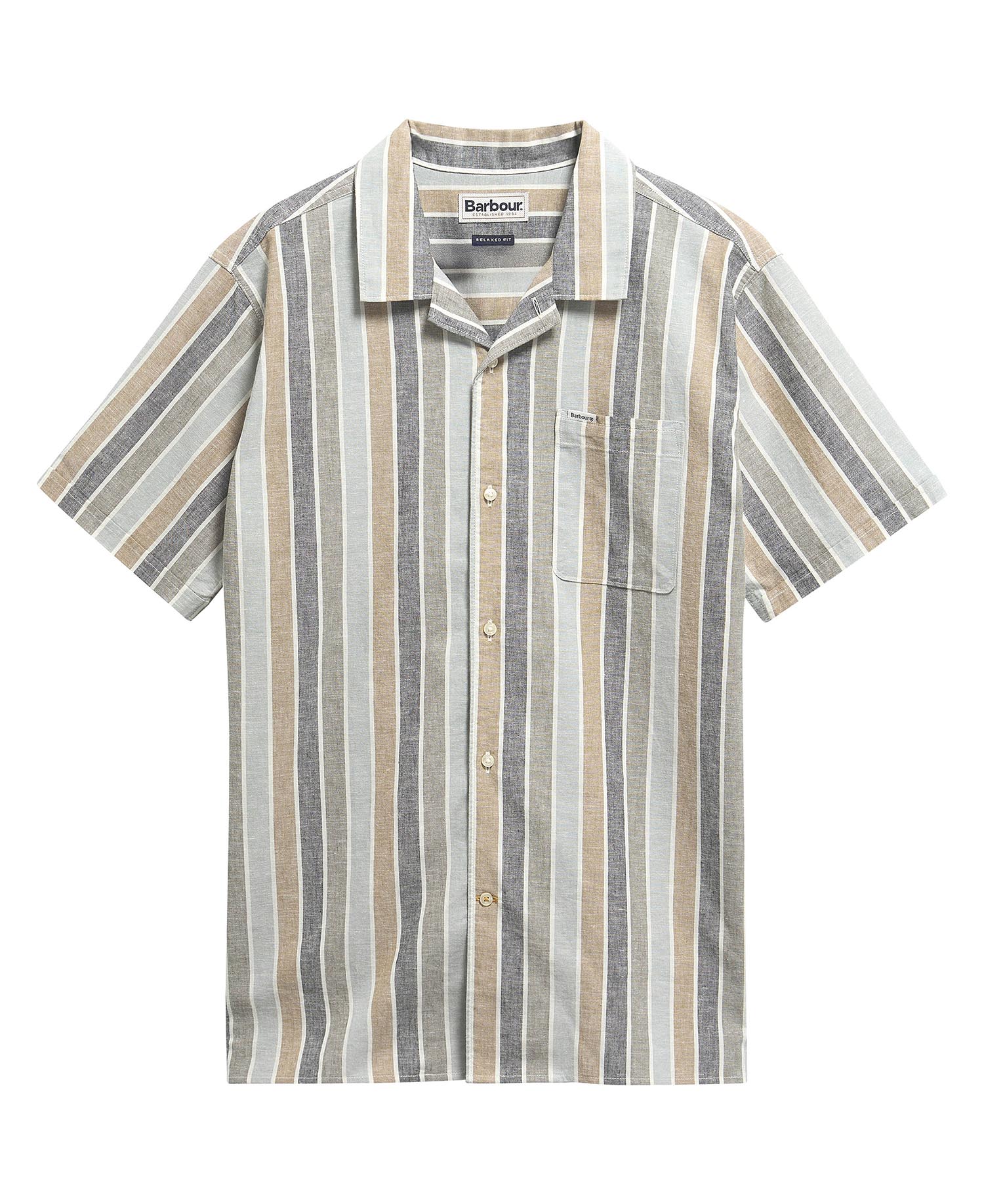 Hayton Striped Short-Sleeved Shirt Dusty Slate
