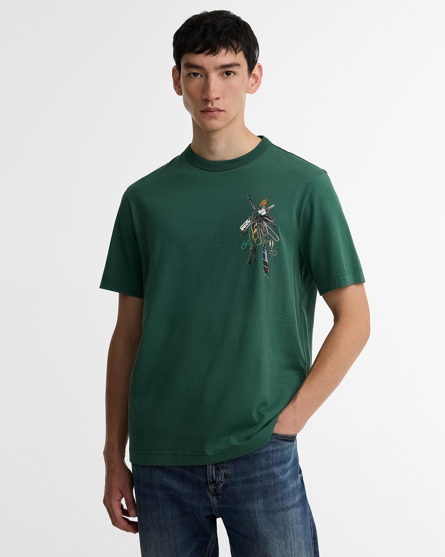 Paul Smith Loves Barbour Key Graphic T-Shirt Bottle Green