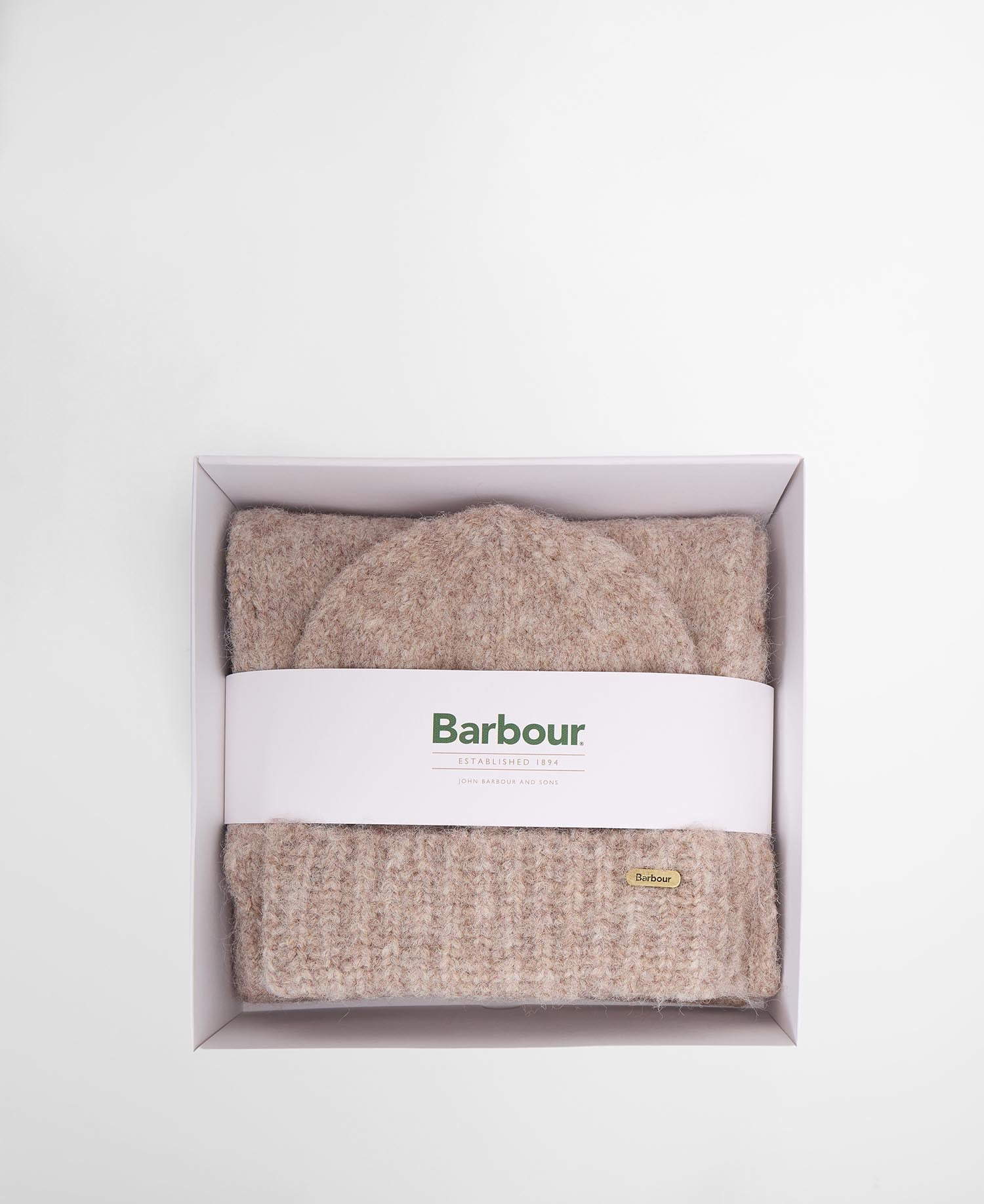 Barbour Geschenkset Beanie & Schal Emmie Taupe Mist