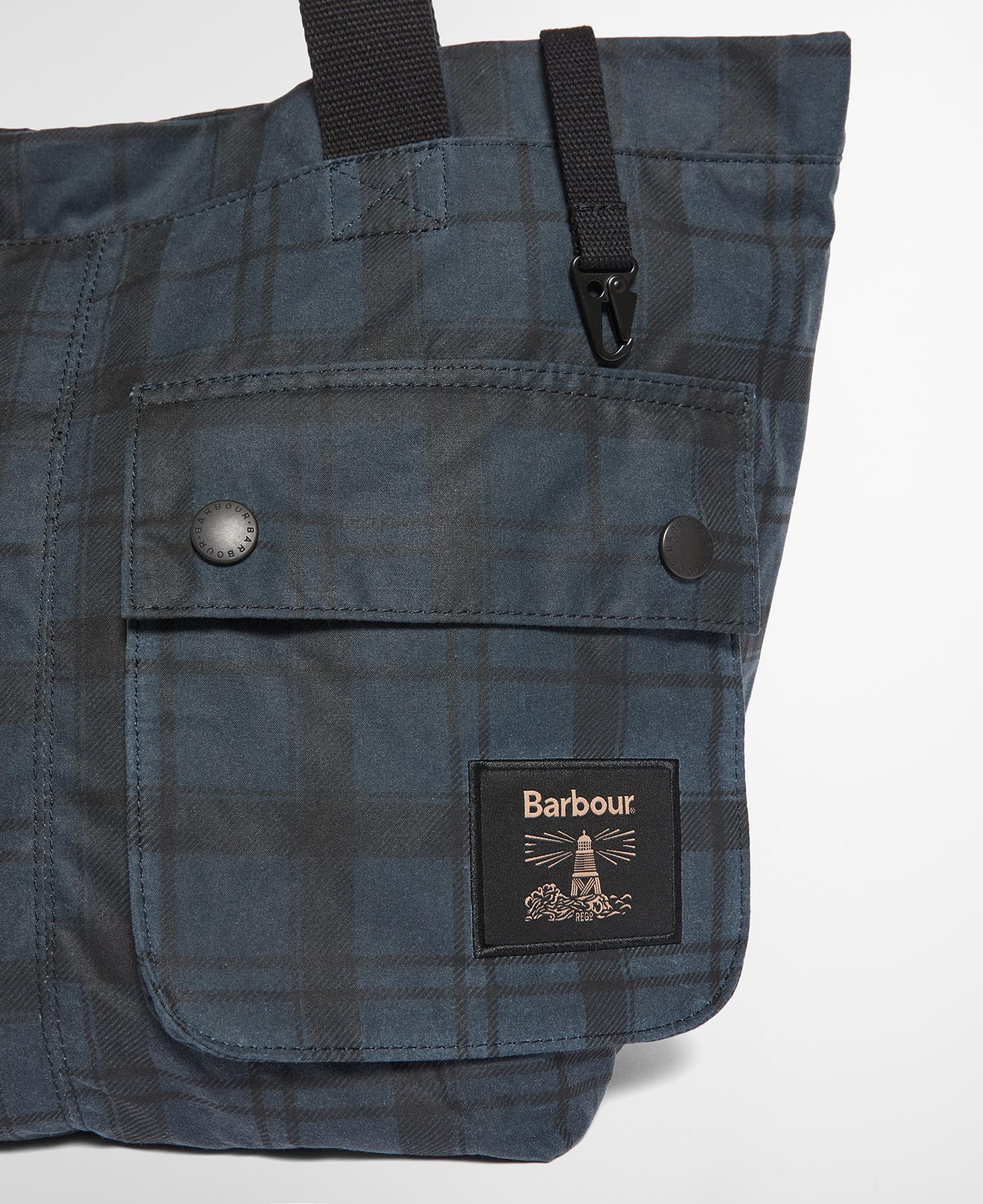 Barbour Tote Bag Field Waxed Navy Tartan