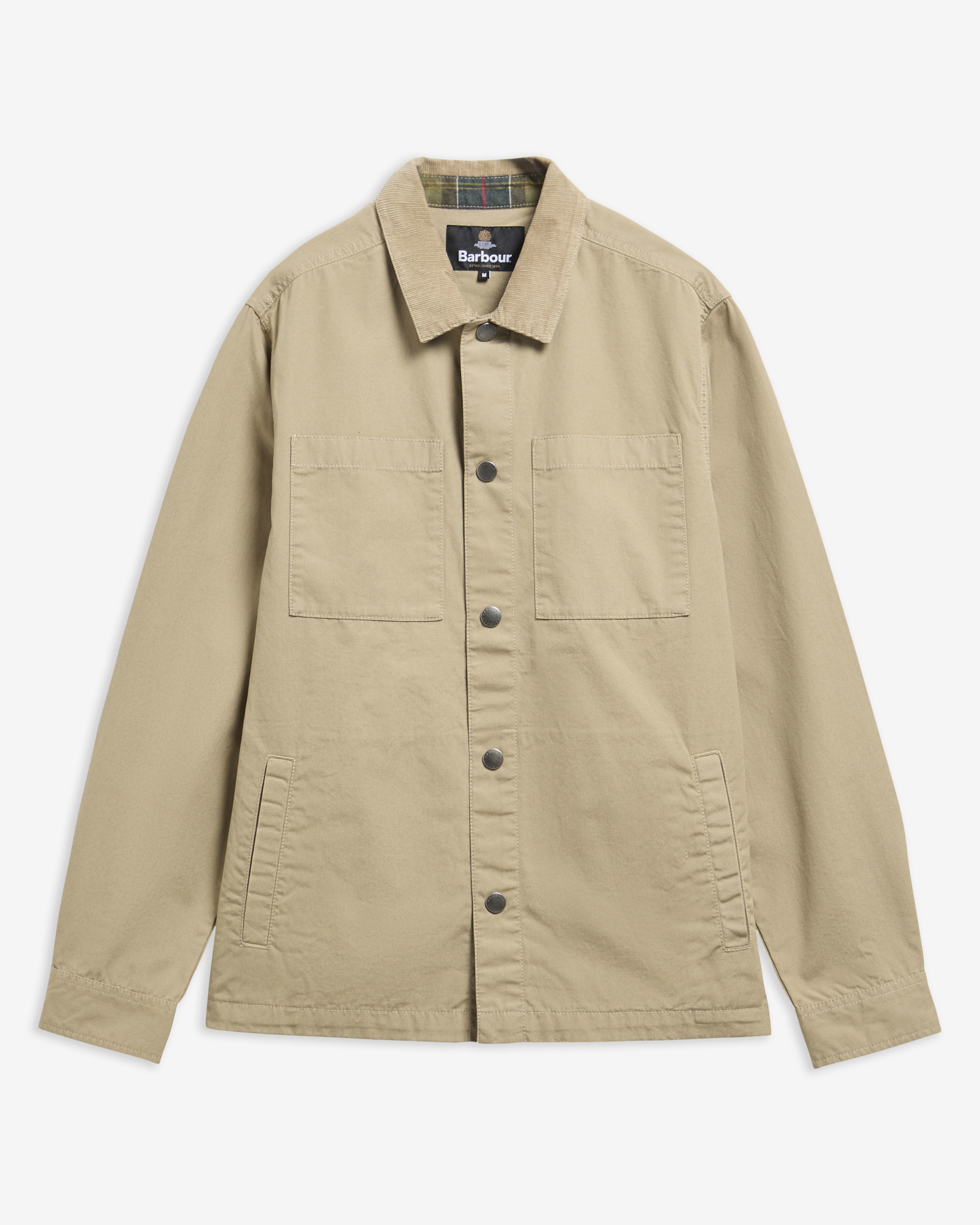 Cord Collar Twill Overshirt Washed Stone