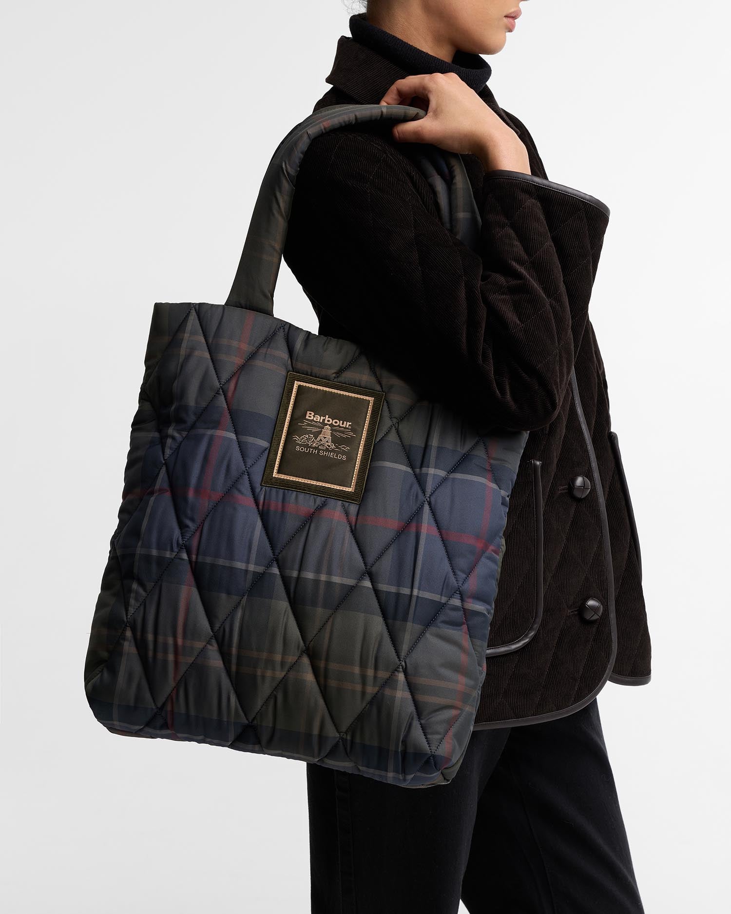 Barbour Tote Bag Tartan Arlene Quilted Shadow Classic Tartan