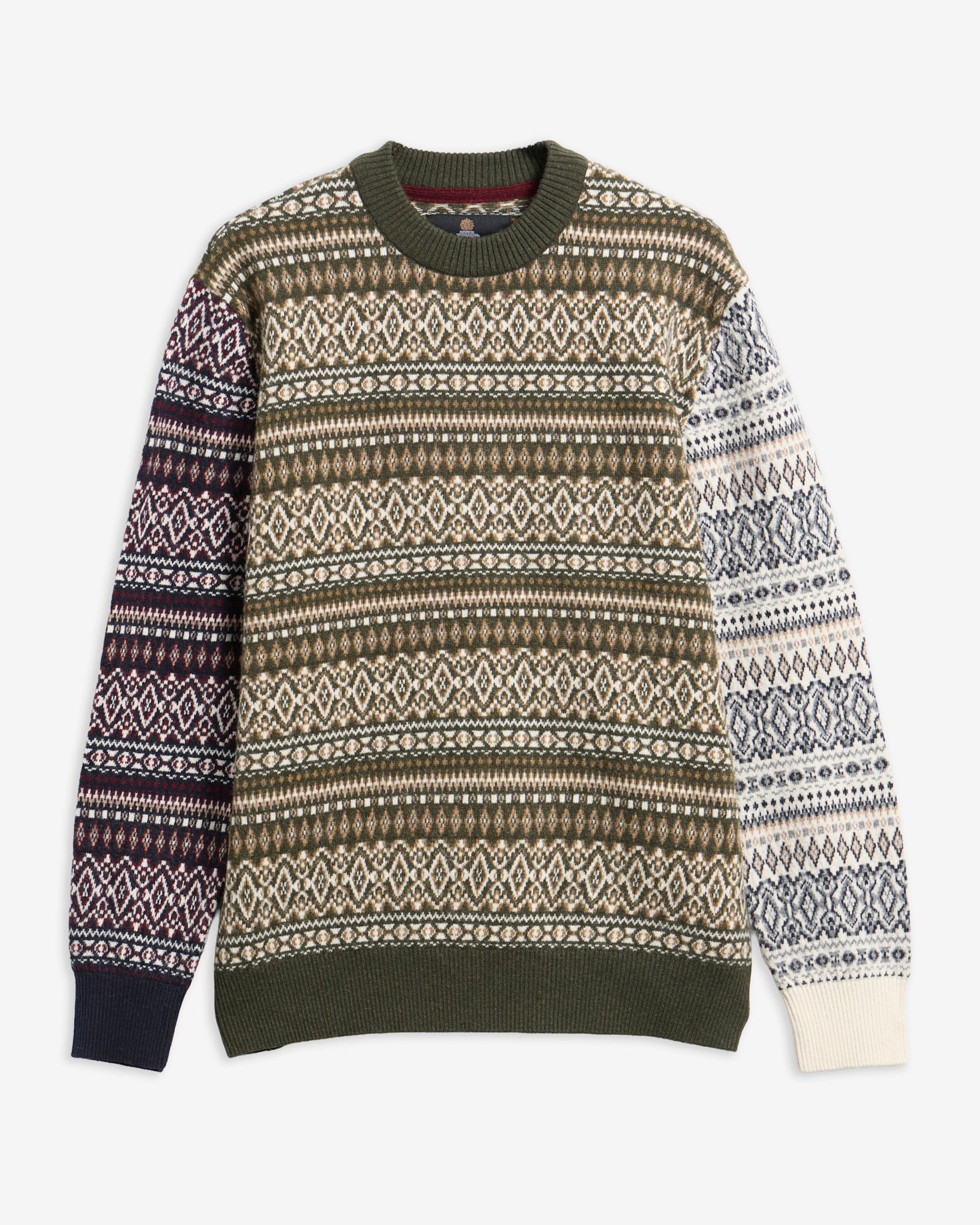 Hardale Patchwork Crew Neck Jumper Olive