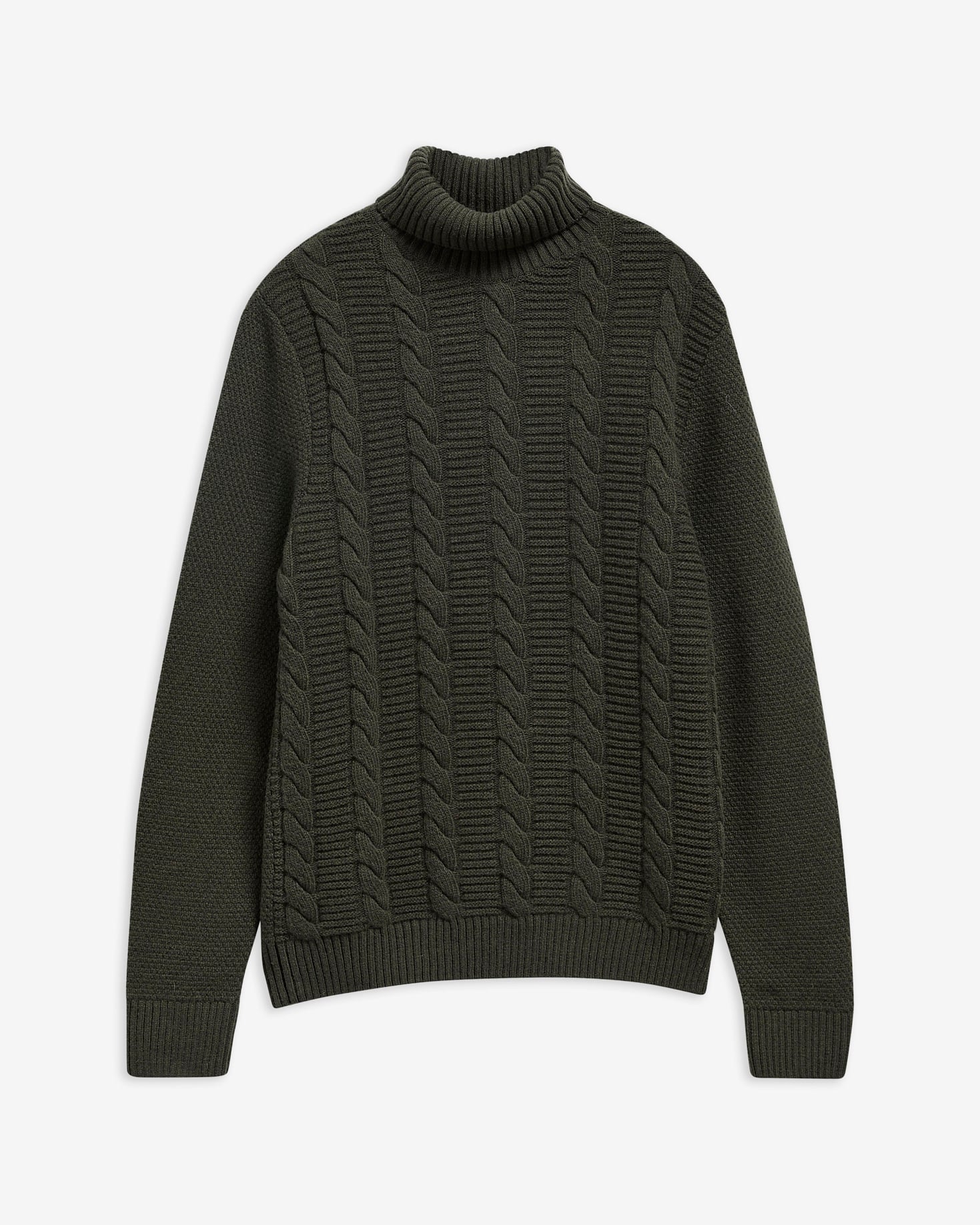 Maglione Staplecross a collo alto con risvolto in lana d'agnello Seaweed