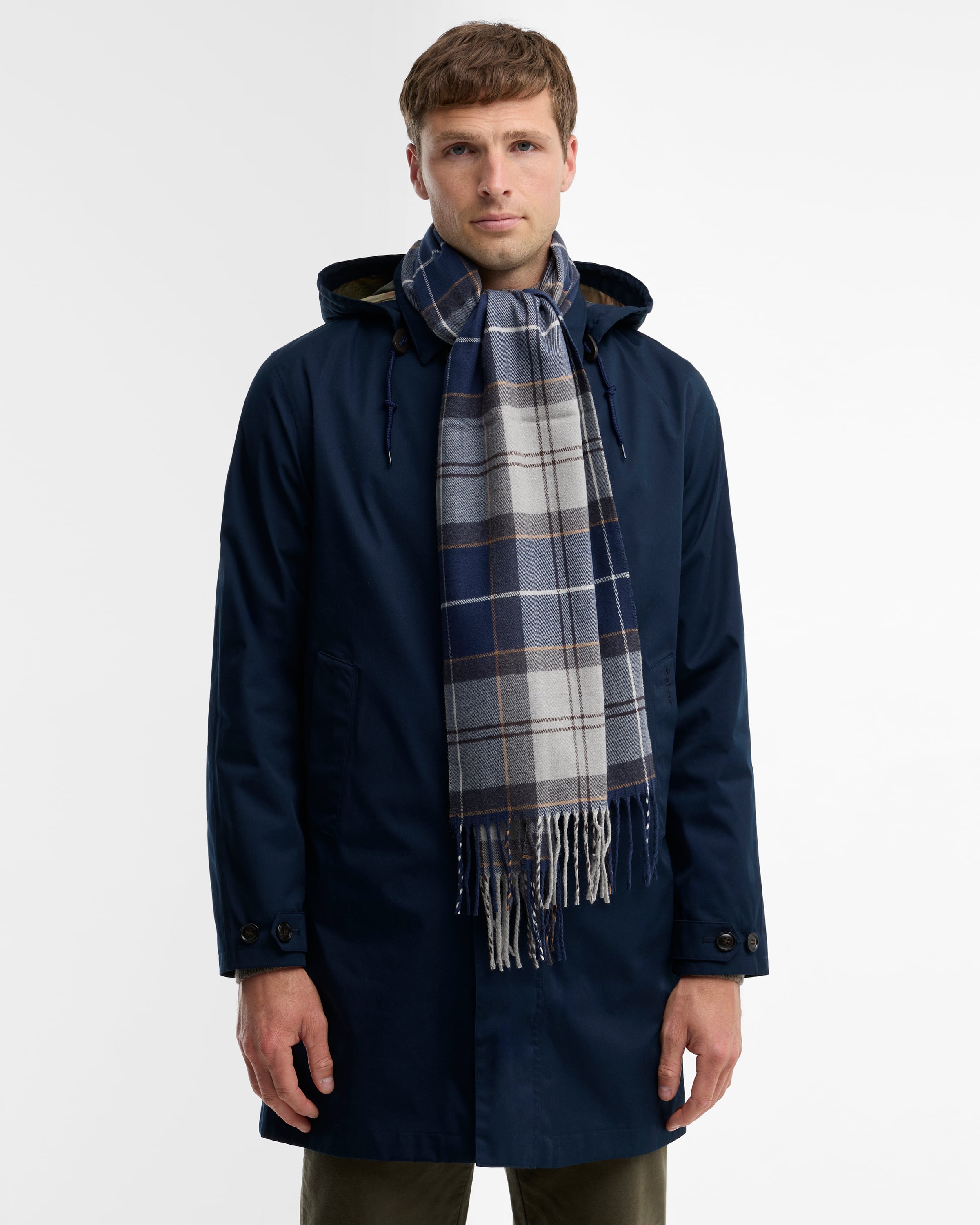 Galingale Tartan Scarf Grey Midnight Tartan
