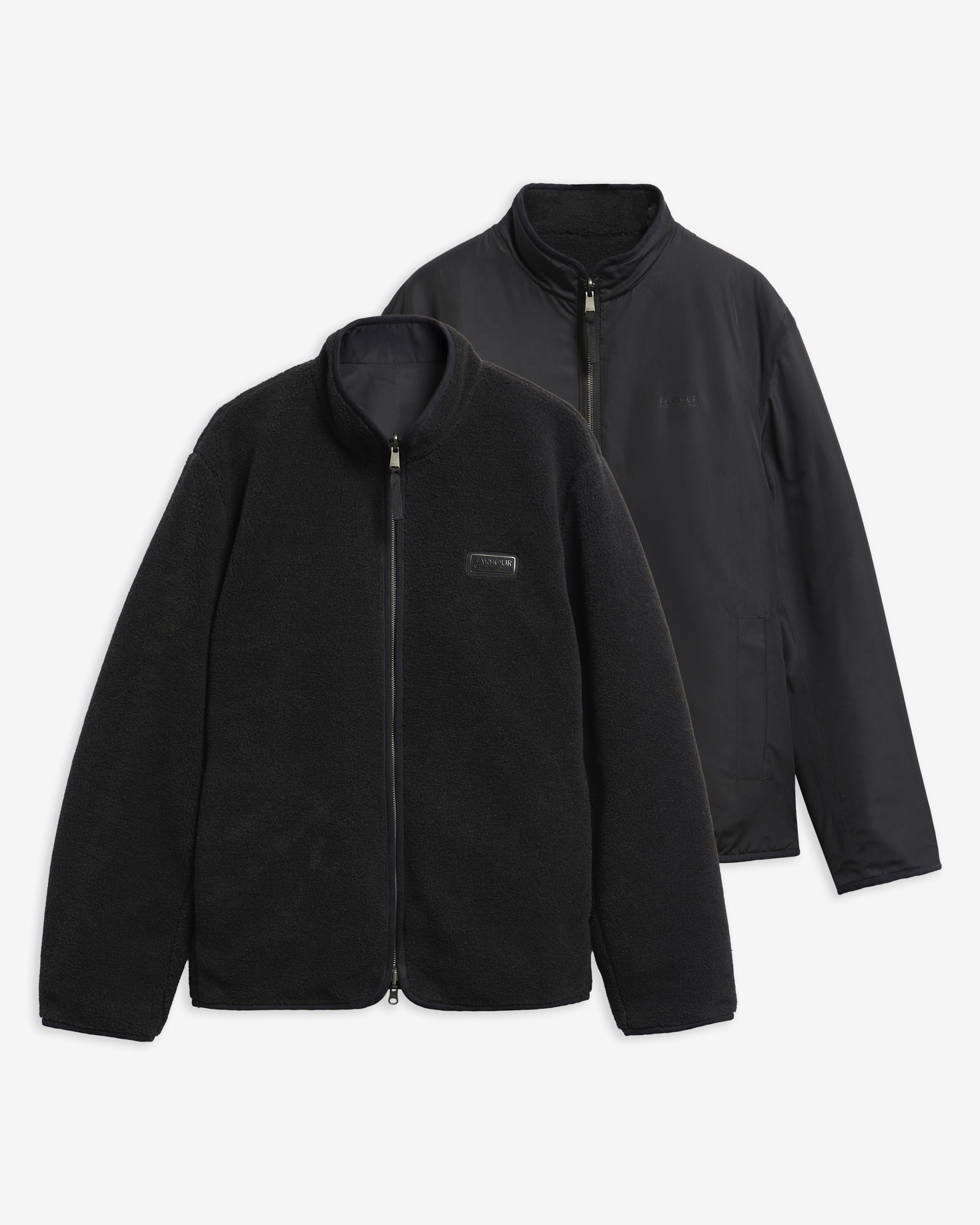Giacca casual reversibile in pile. Dark Black