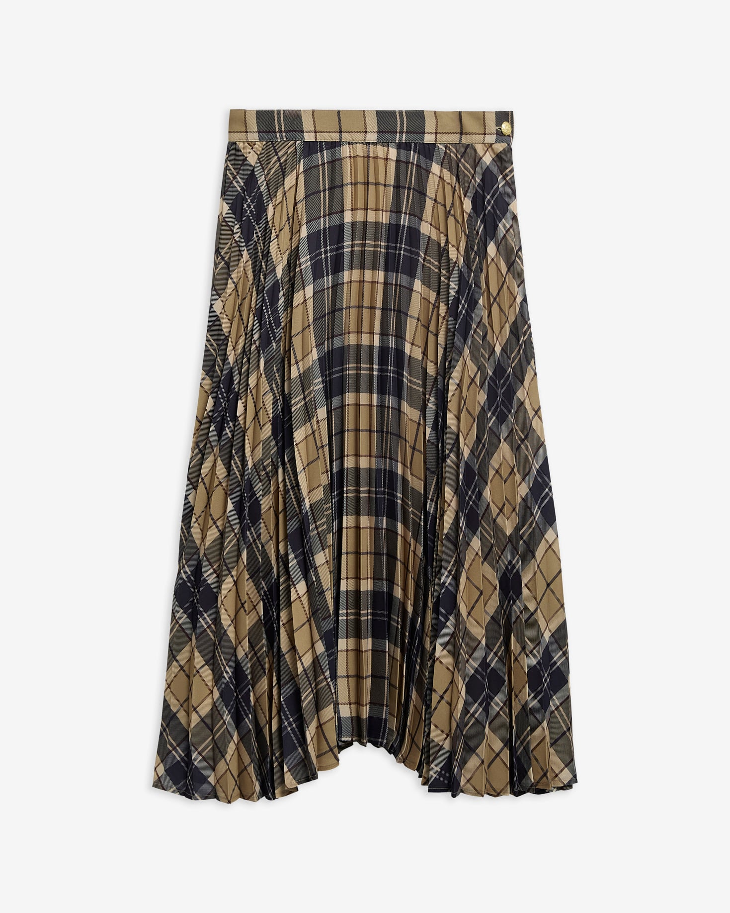 Barbour Rock Ria Tartan Pleated Midi Birchwood Tartan