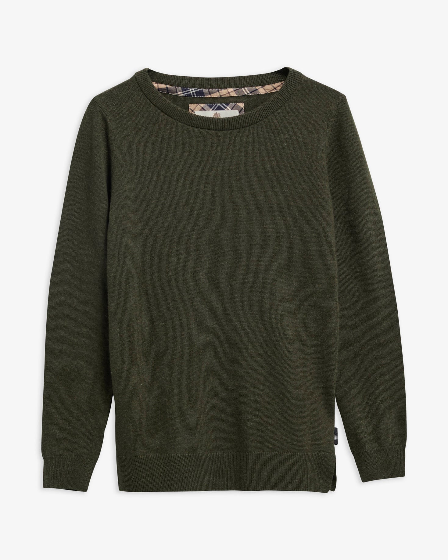Sweatshirt Pendle Knit Olive/Birchwood Tartan