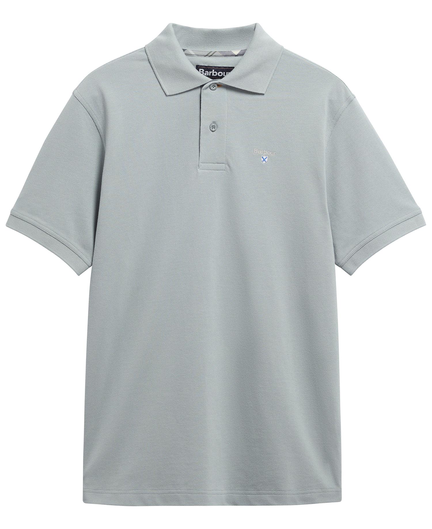 Tartan Pique Polo Shirt Dusty Slate