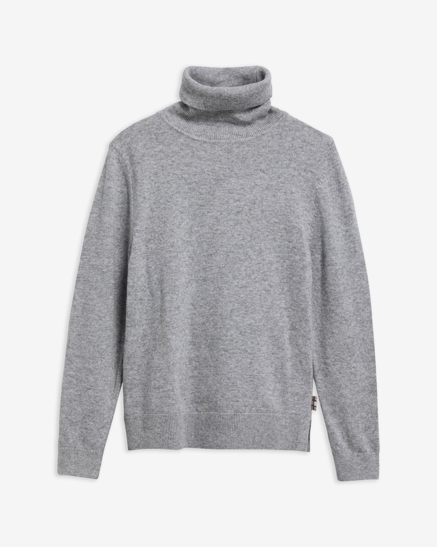 Pendle Roll-Neck Jumper Grey Marl/Birchwood Tartan