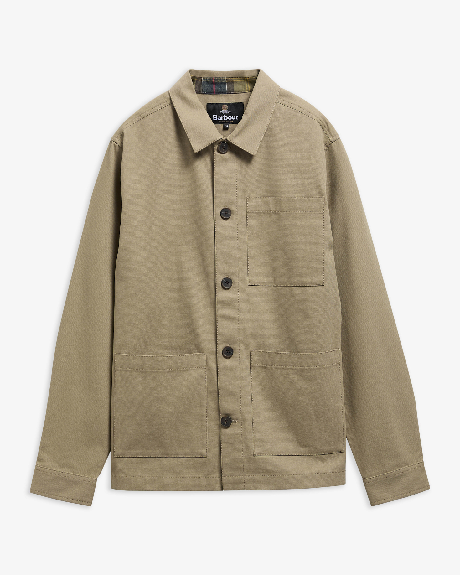 Barbour Overshirt Tartan Trimmed Washed Sage
