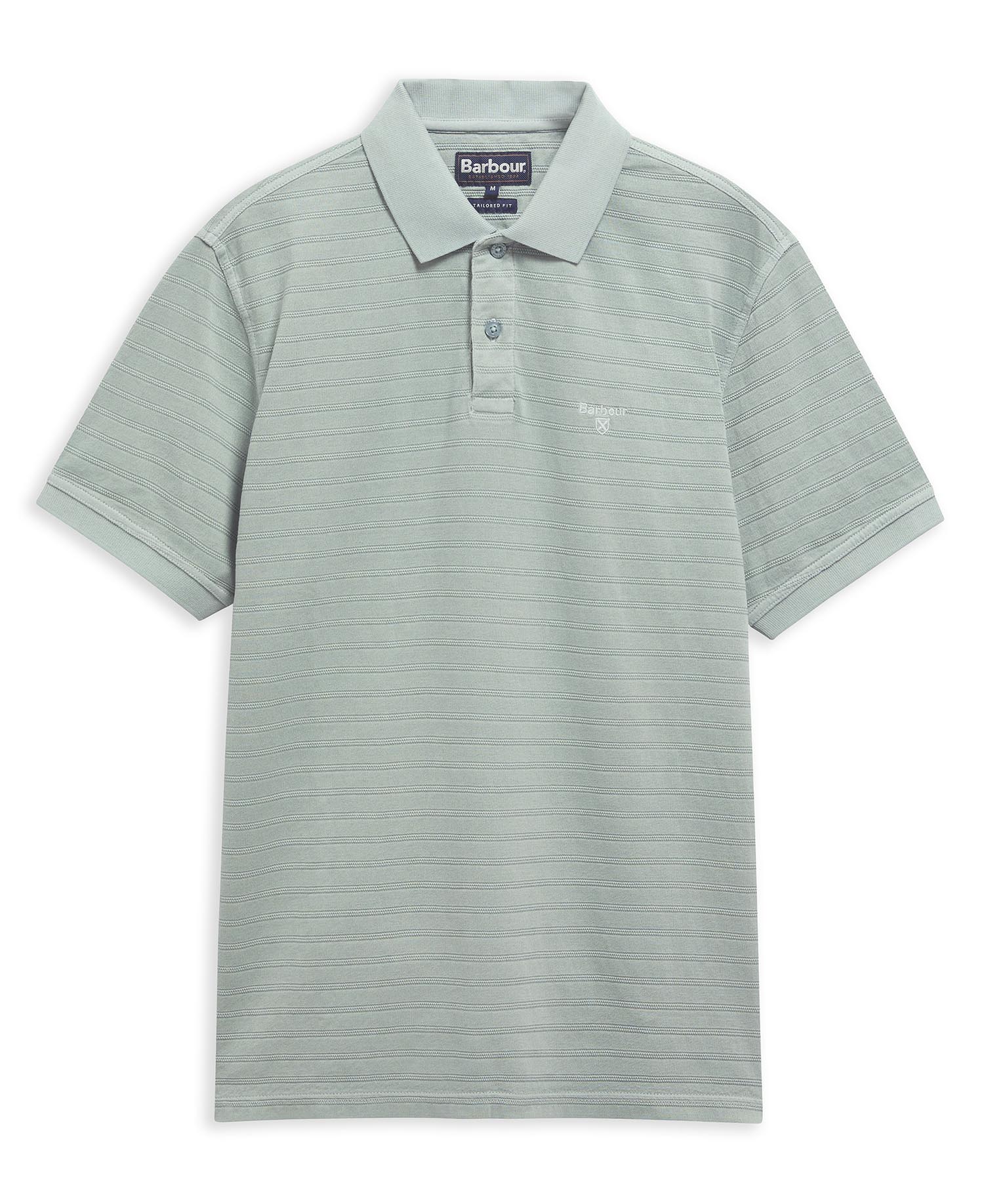 Tenbury Striped Tailored Polo Shirt Dusty Slate