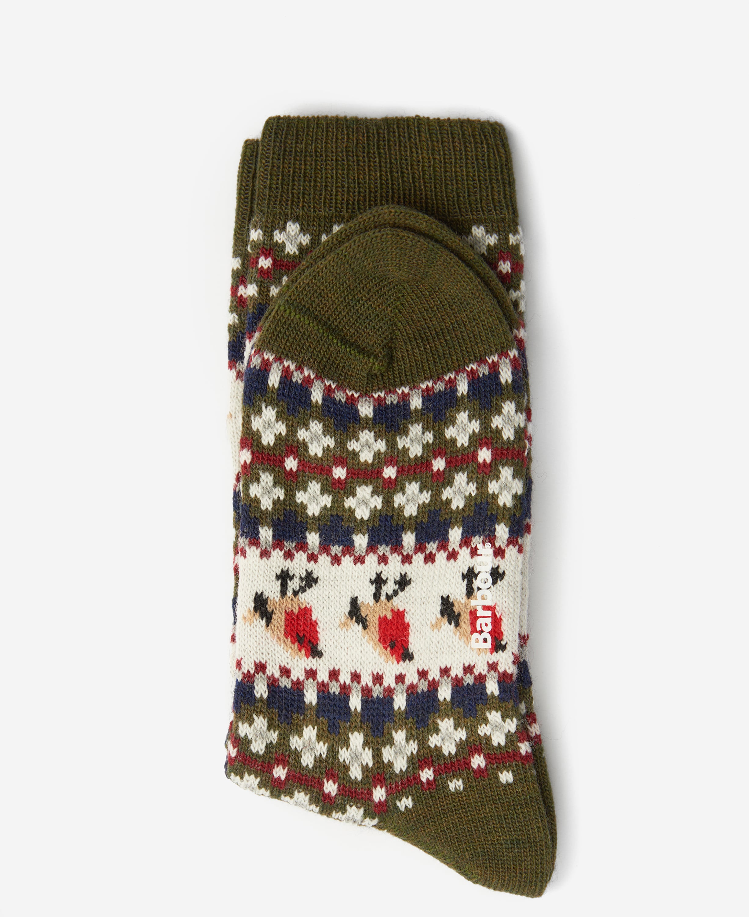 Robin Fair Isle Socks Olive