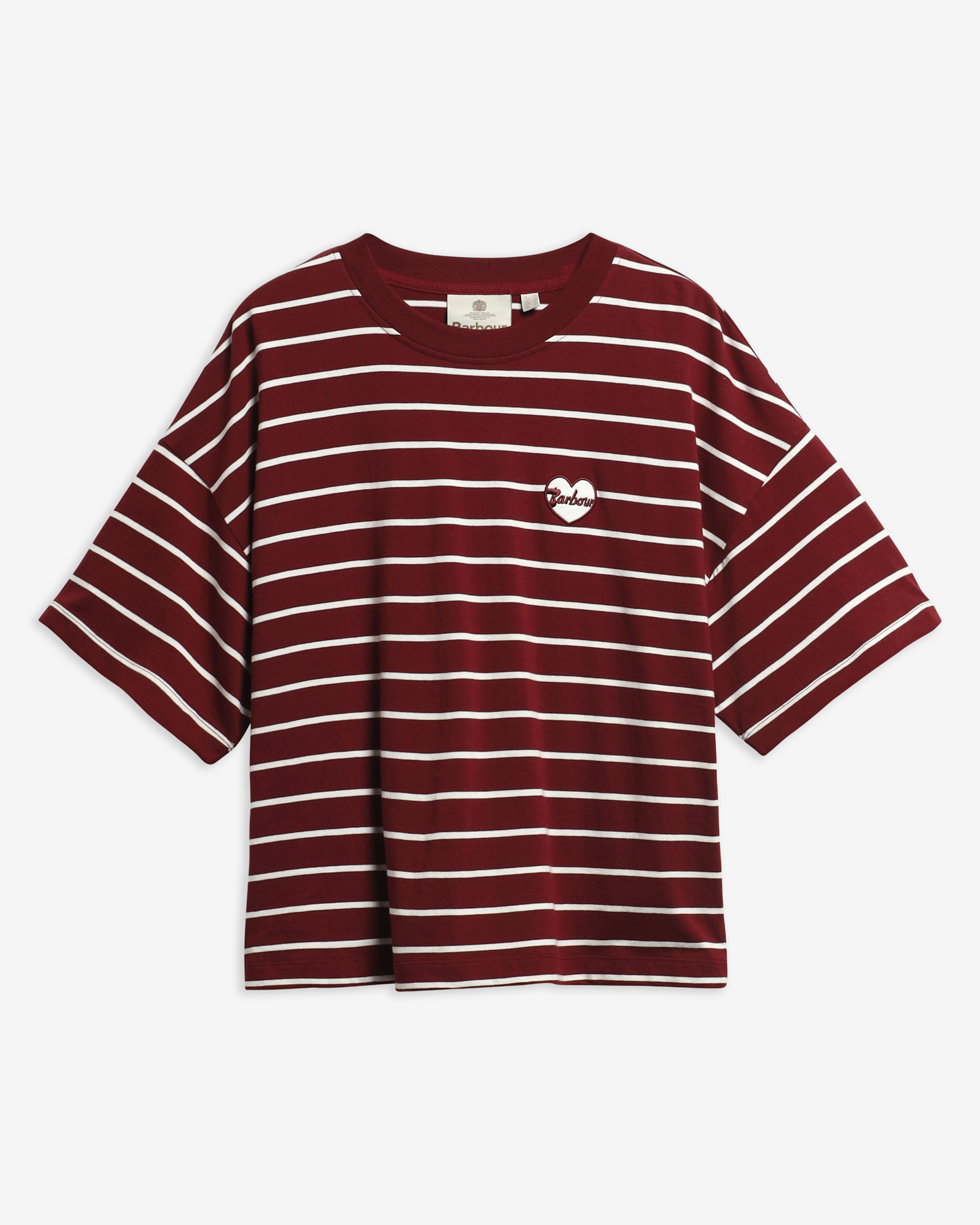Barbour T-Shirt Ambleside Striped Cranberry Red/Cloud