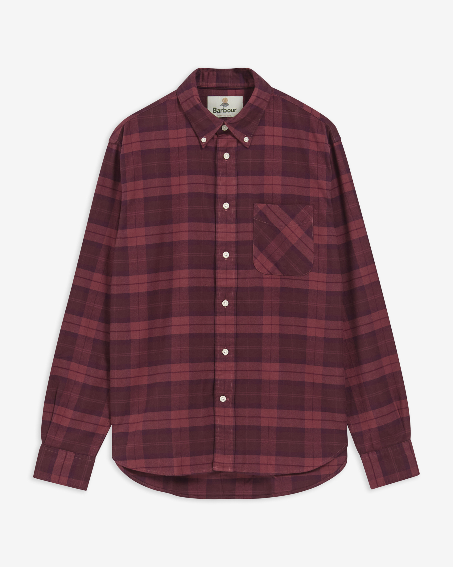 Mineral Tartan Authentic-Fit Long-Sleeved Shirt Crimson Heather