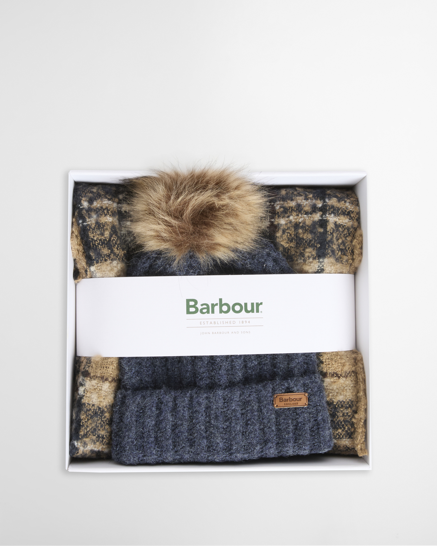 Saltburn Beanie & Tartan Scarf Gift Set Birchwood
