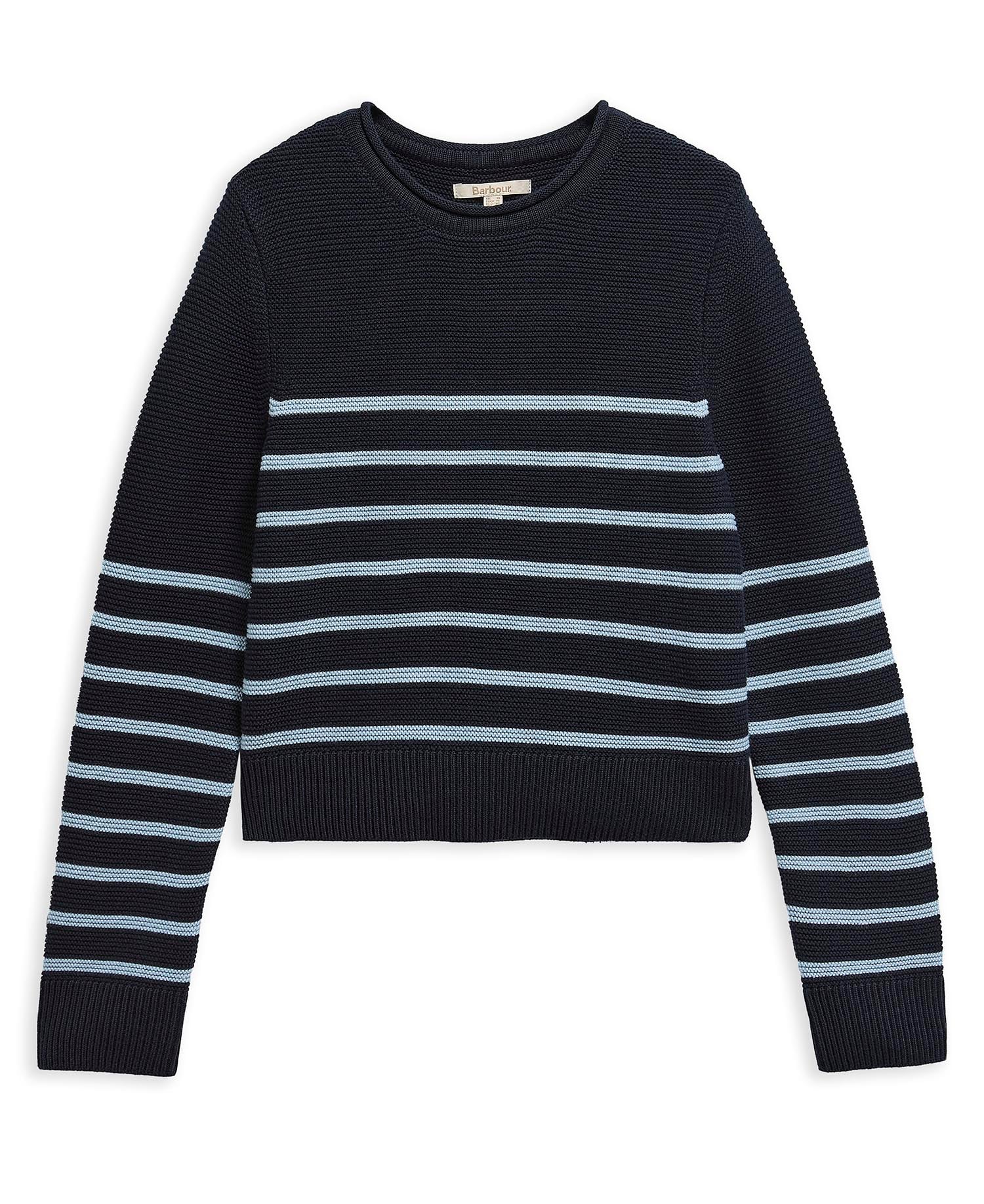 Hinton Striped Crew Neck Jumper Dark Navy Stripe
