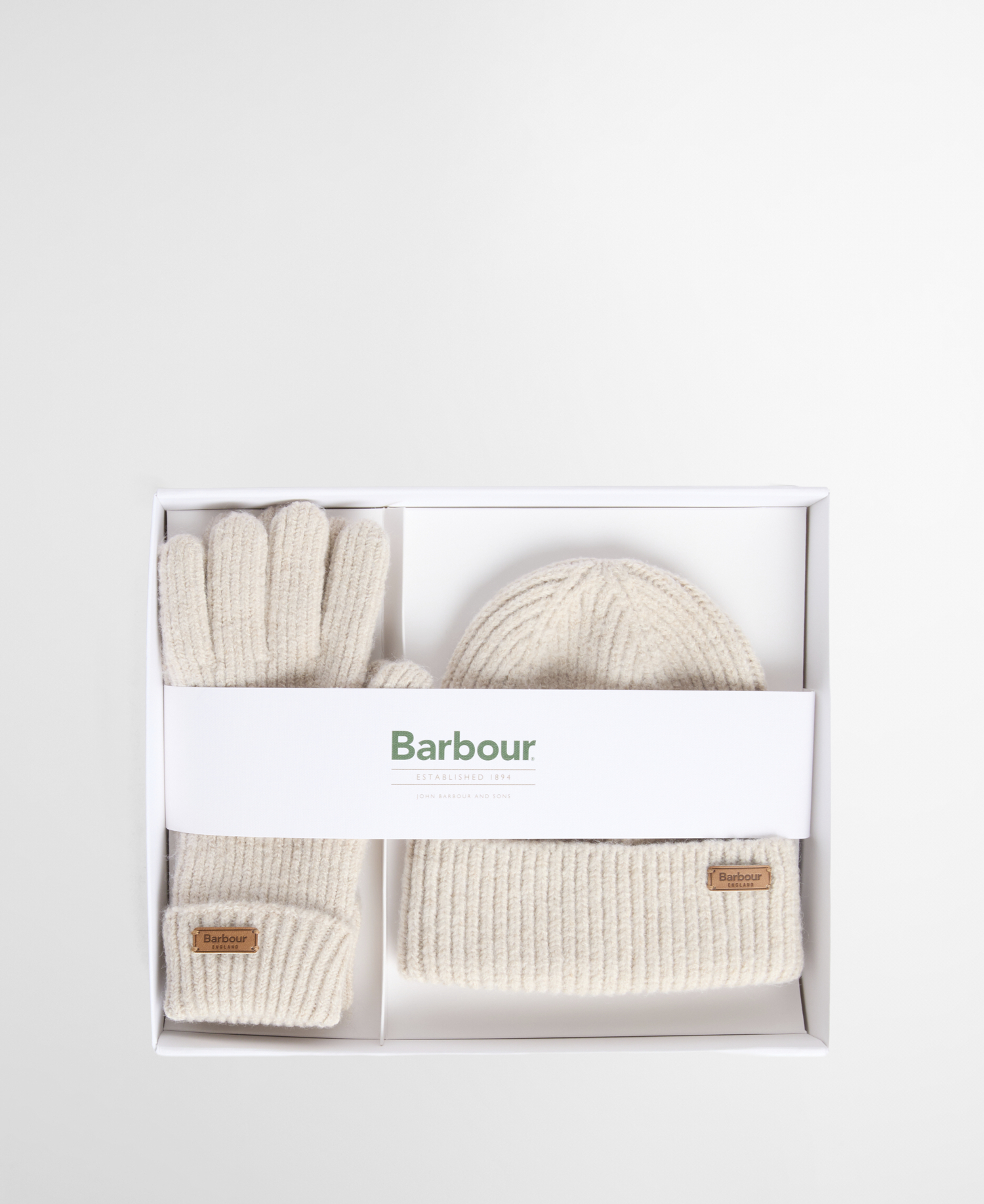Barbour Geschenkset Beanie & Handschuhe Pendle Eggshell