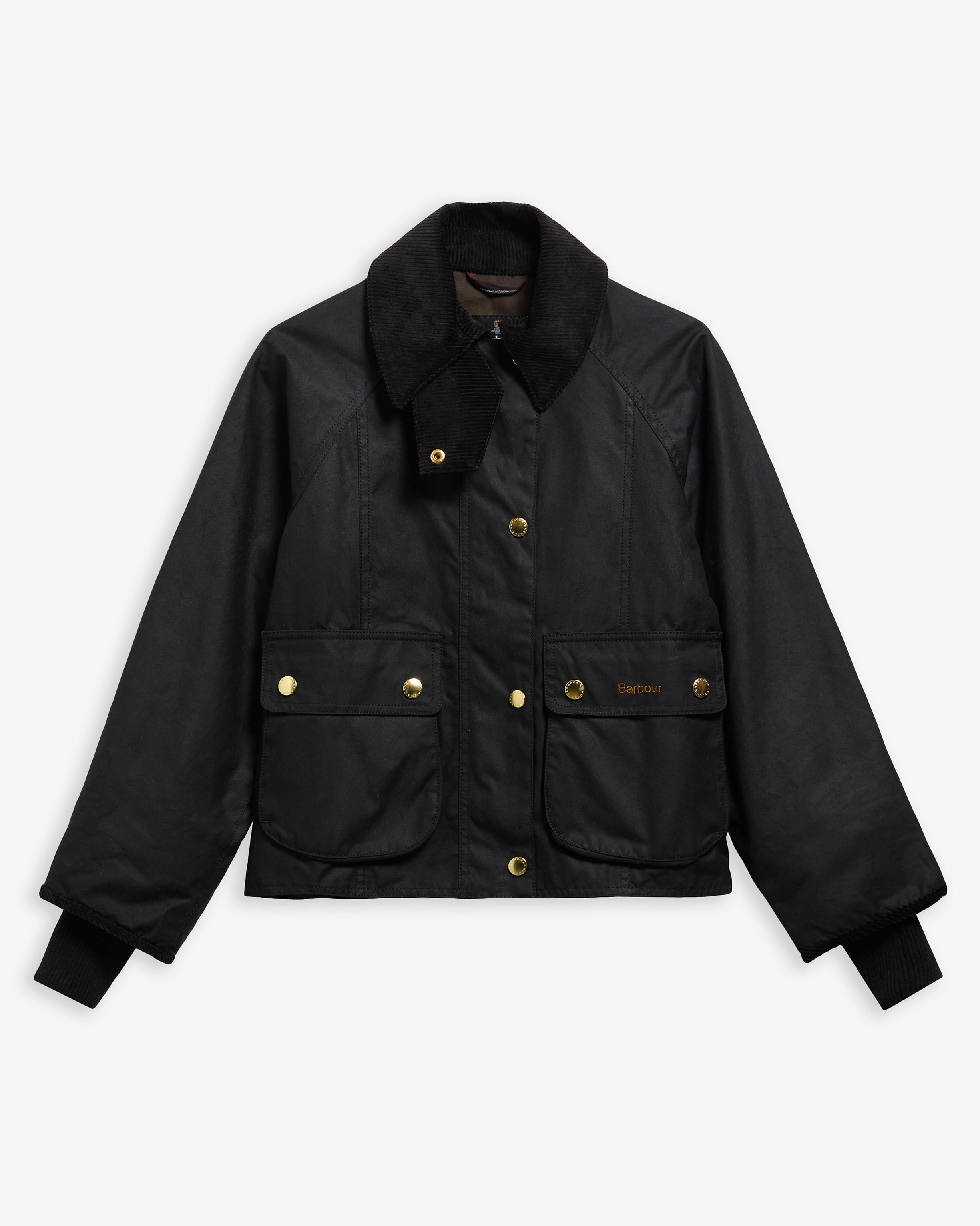 Cropped Beadnell Waxed Jacket Black-Classic