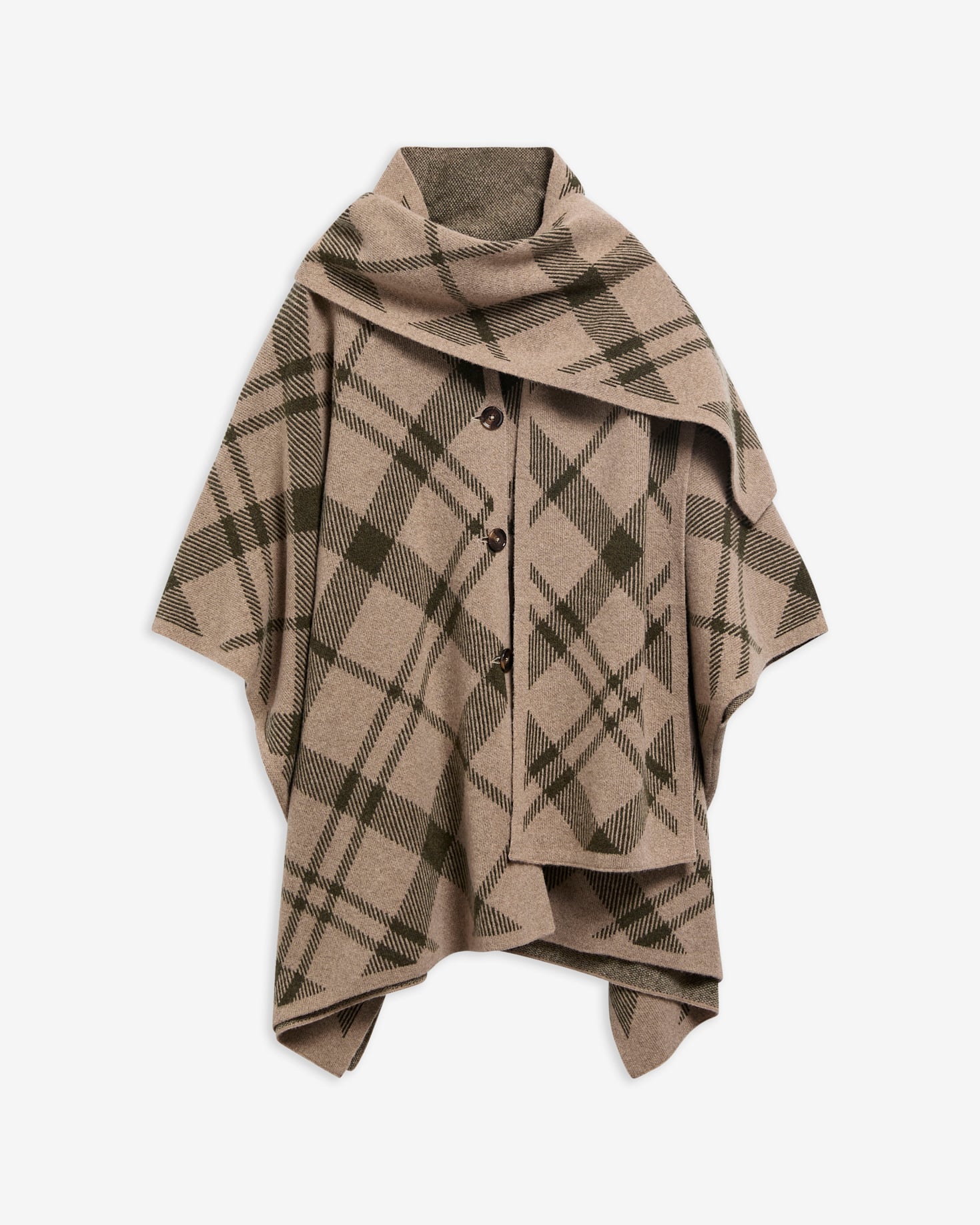 Vienna Tartan Wool-Blend Cape Warm Trench Multi
