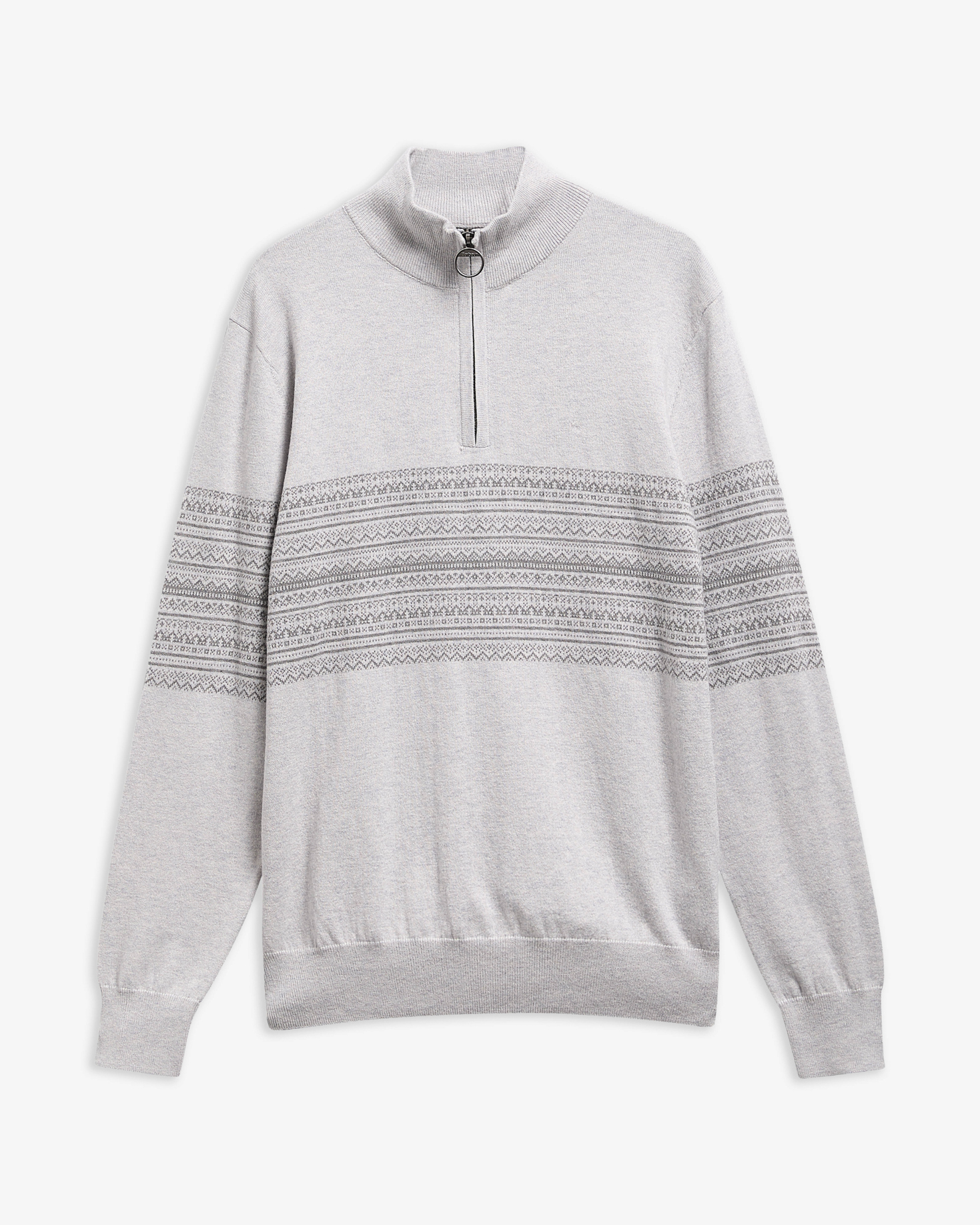 Millwood Fair Isle Half-Zip Jumper Grey Marl