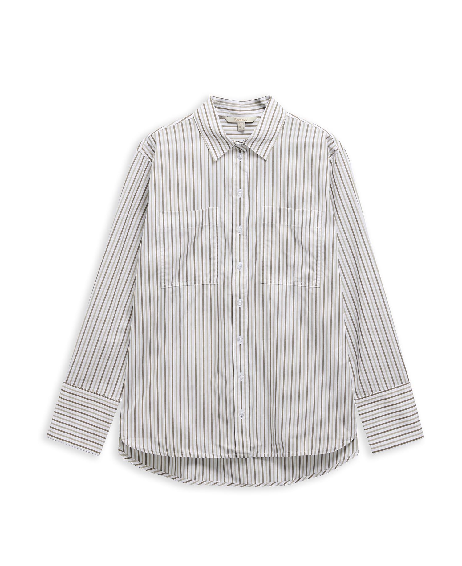 Camicia a maniche lunghe Fawley a righe dalla vestibilit&agrave; rilassata Dusky Green/Light Sand Stripe